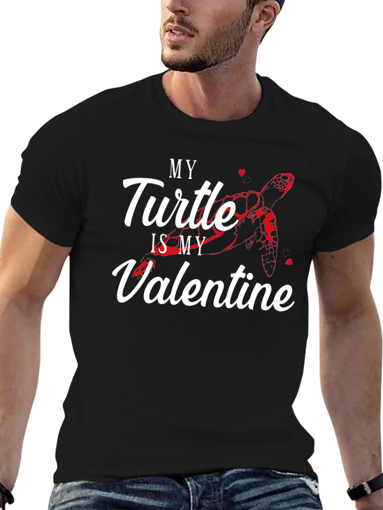 Black My Turtle is My Valentine T-Shirt view 6