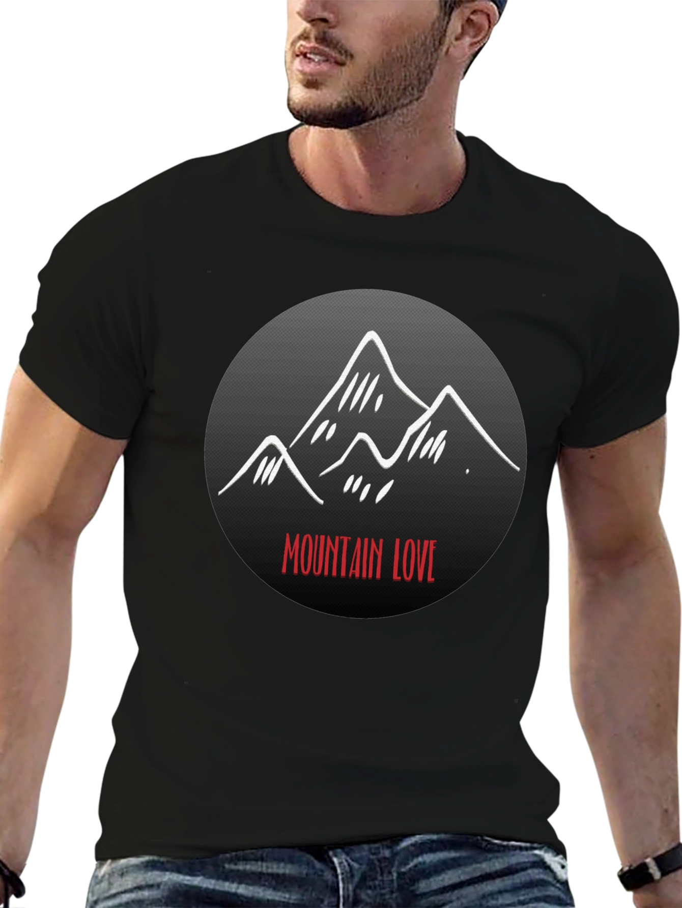 Black Mountain Love Graphic Tee - Black Unisex T-Shirt view 6