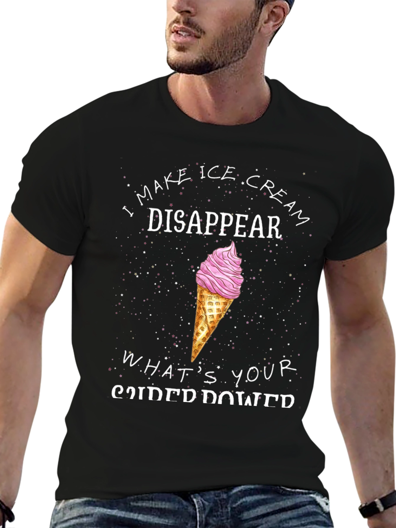Black I Make Ice Cream Disappear Funny T-Shirt view 6