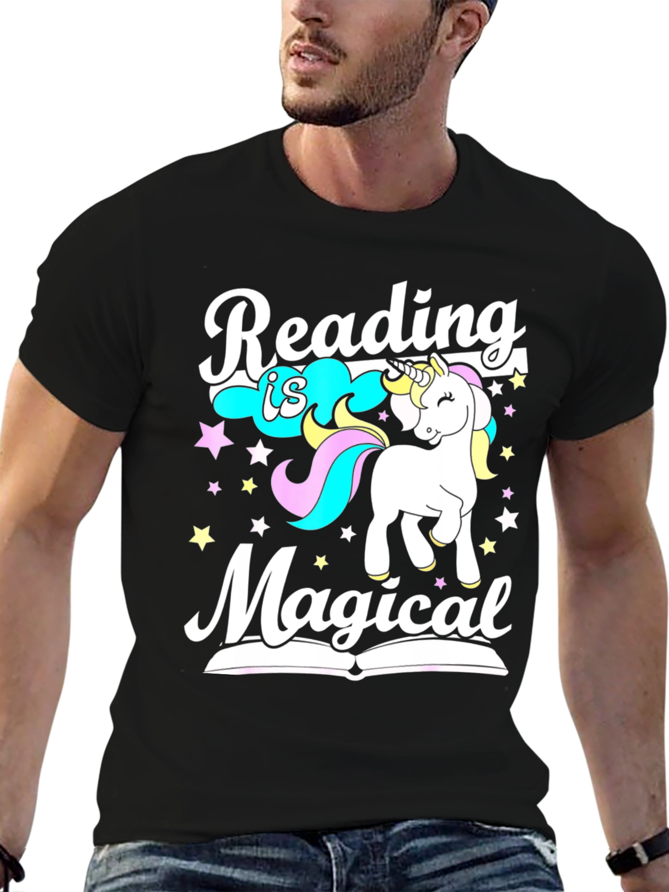 Black Reading is Magical Unicorn Graphic Tee view 6