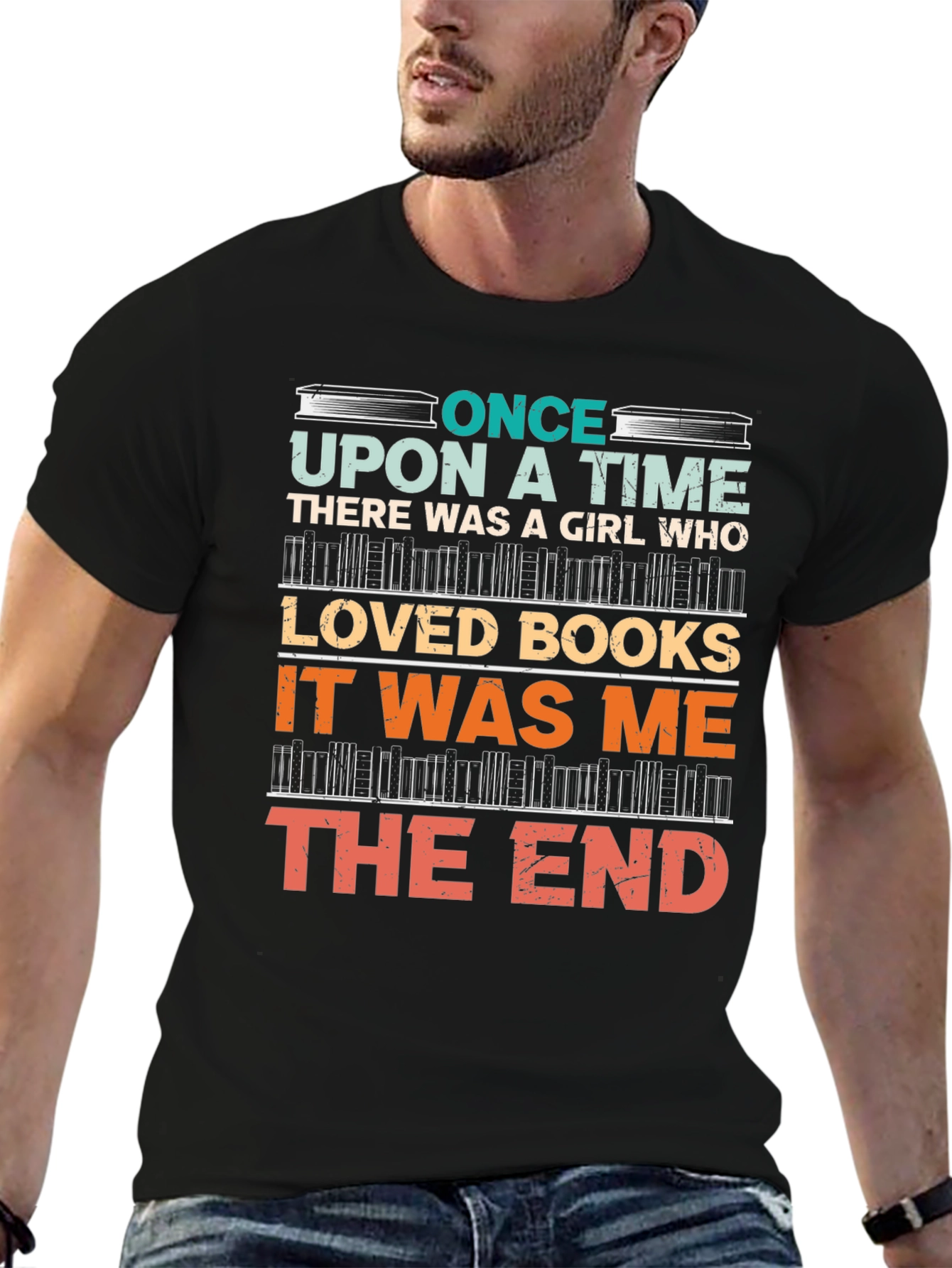 Black Book Lover T-Shirt - Once Upon a Time Girl Who Loved Books view 6
