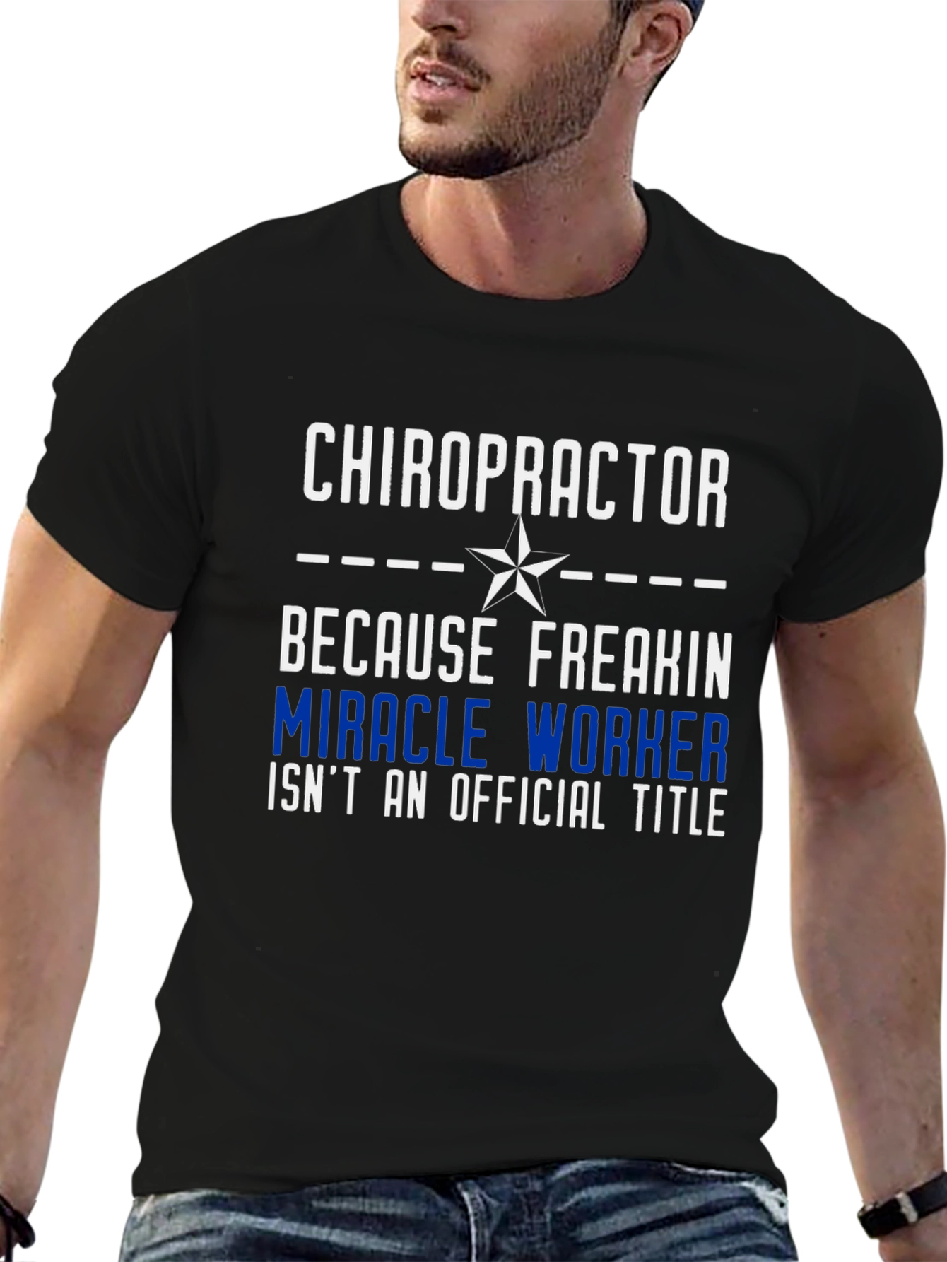 Black Chiropractor Miracle Worker Graphic Tee view 6
