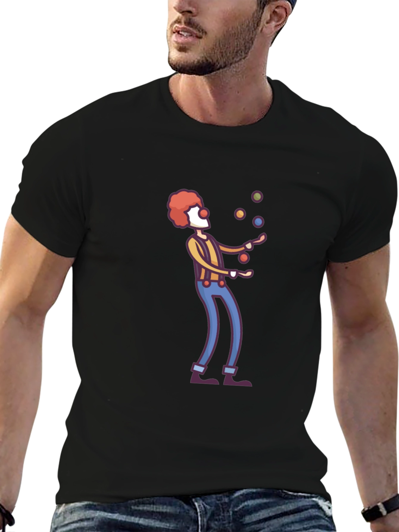 Black Clown Juggling T-Shirt - Funny Graphic Tee view 6