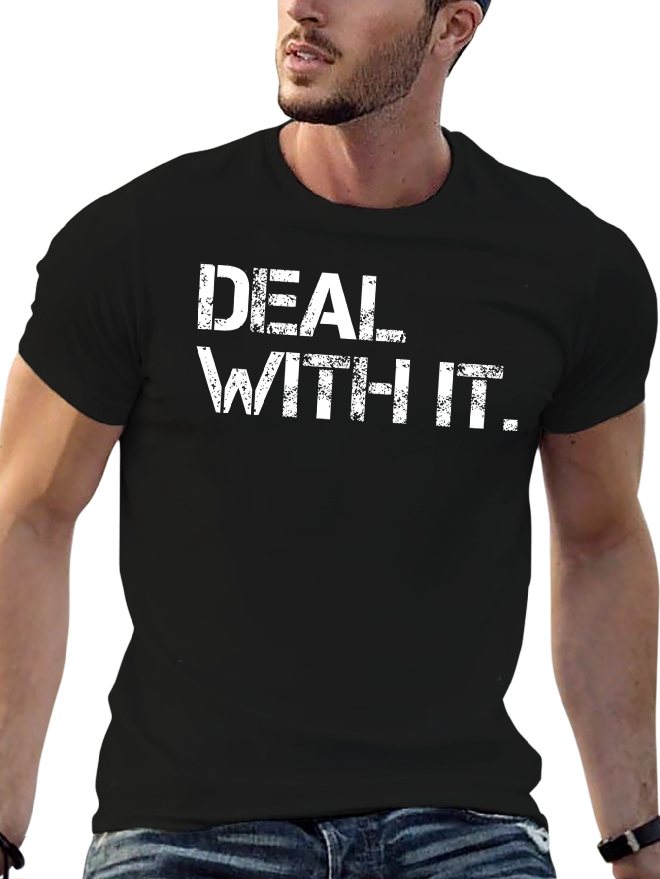 Black Deal With It T-Shirt - Funny Slogan Tee view 6