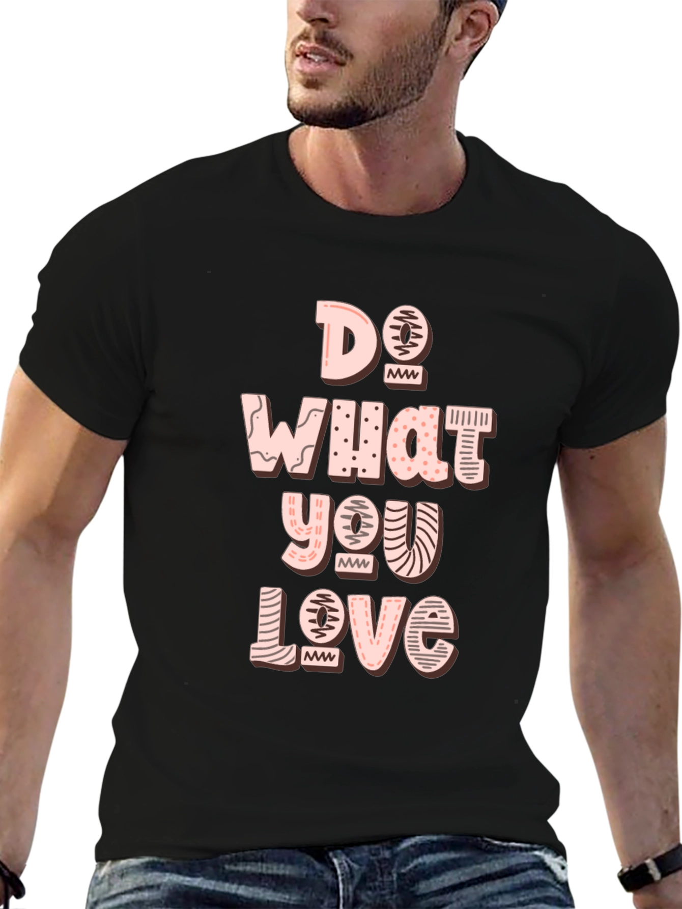 Black Do What You Love Graphic Tee - Black Cotton Casual T-Shirt view 6