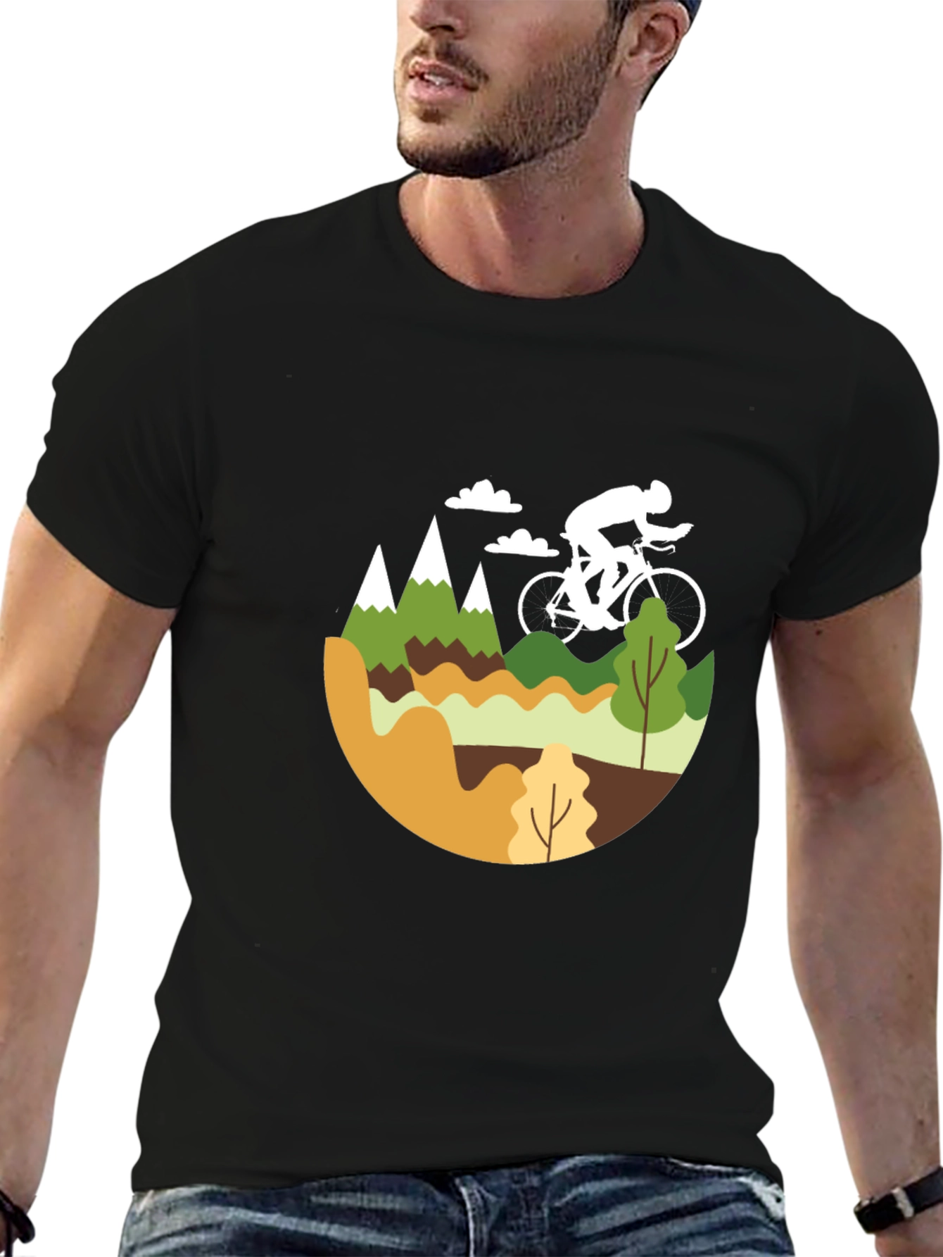Black Mountain Biking Graphic Tee - Black Cotton Blend view 6