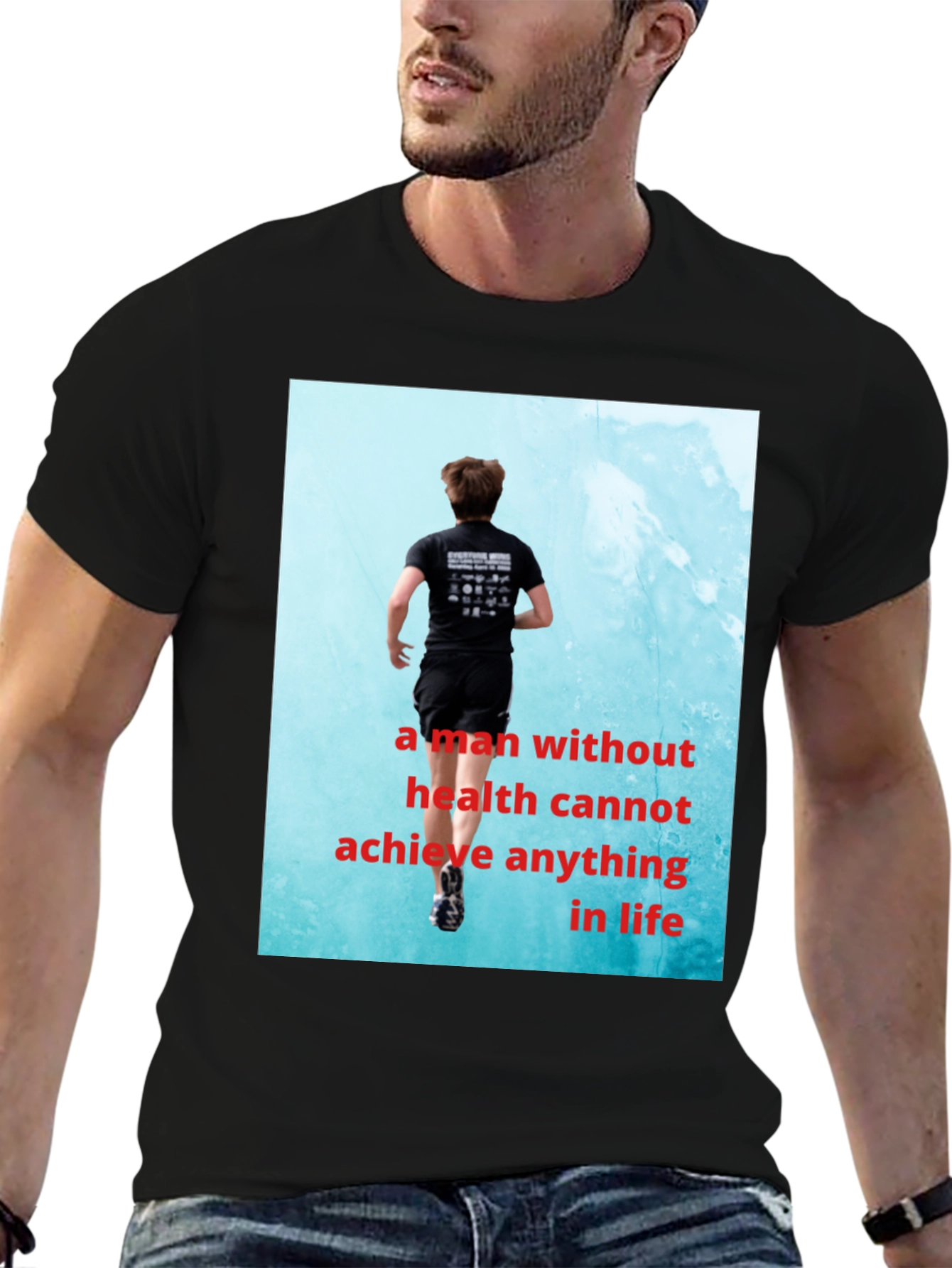 Black Health Motivation T-Shirt view 6