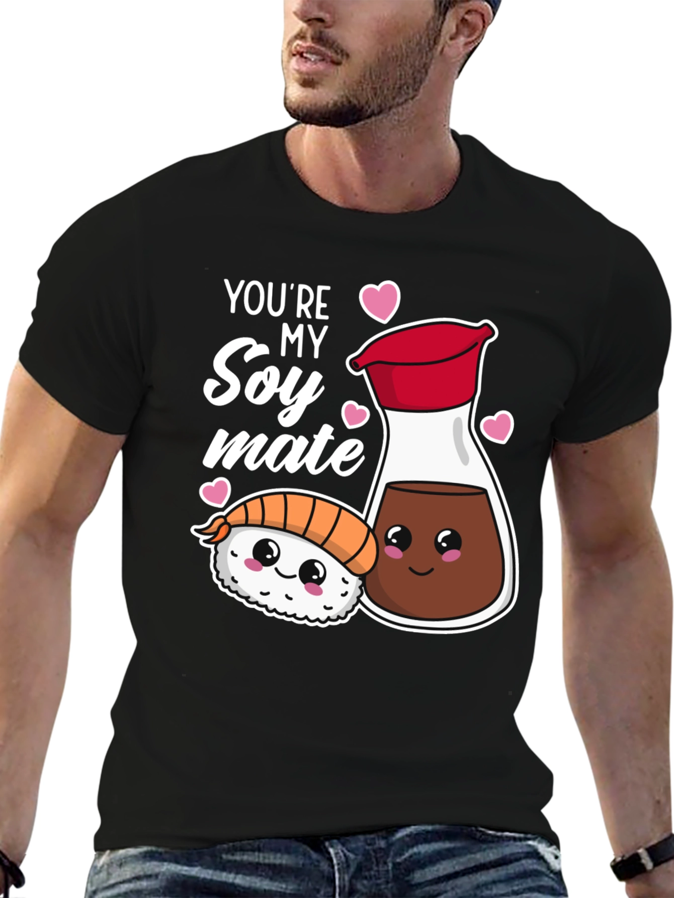 Black Sushi Soy Mate Pun T-Shirt -  Cute Foodie Gift view 6