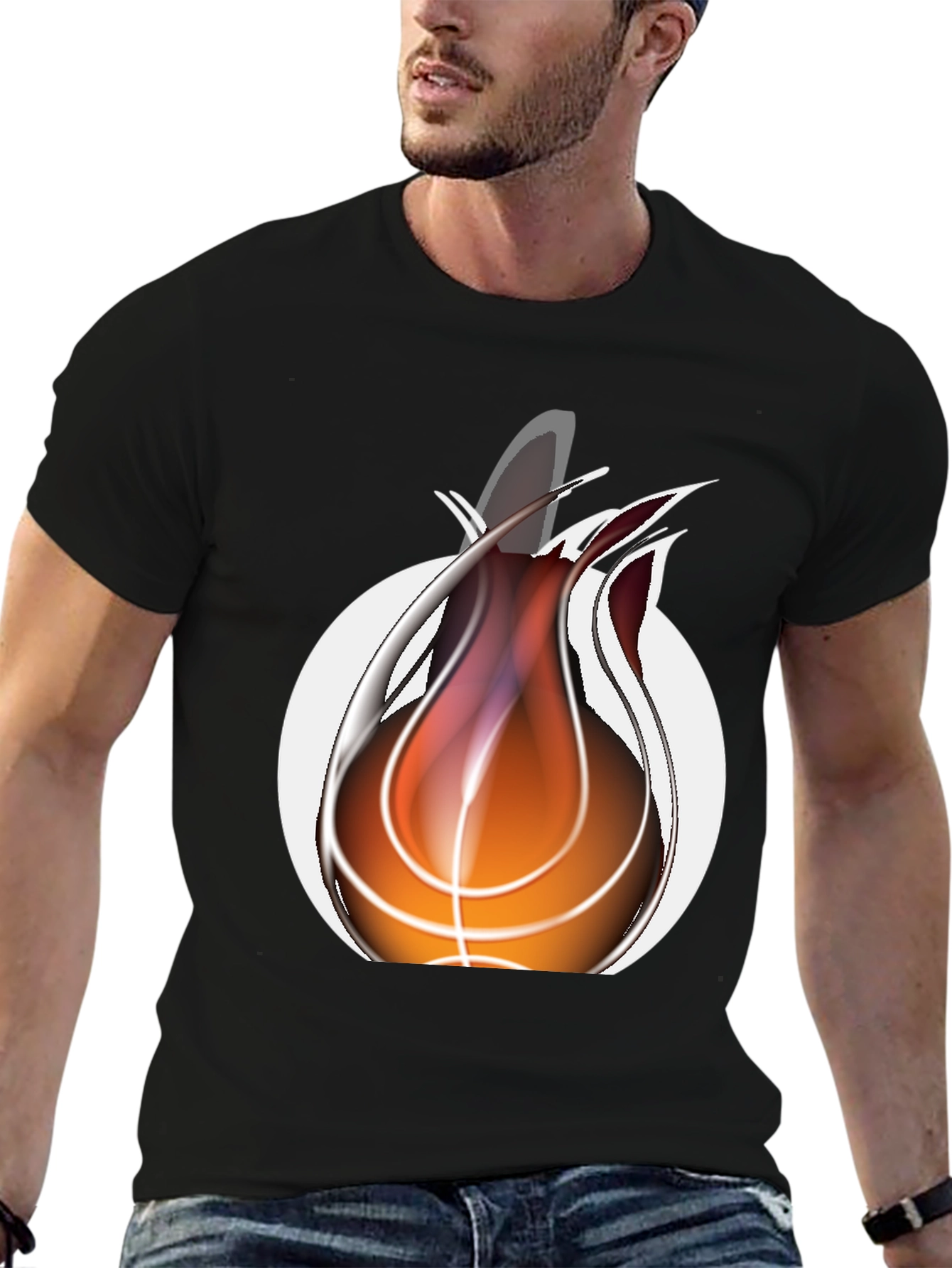 Black Fiery Basketball Graphic Tee - Cool Sportswear view 6