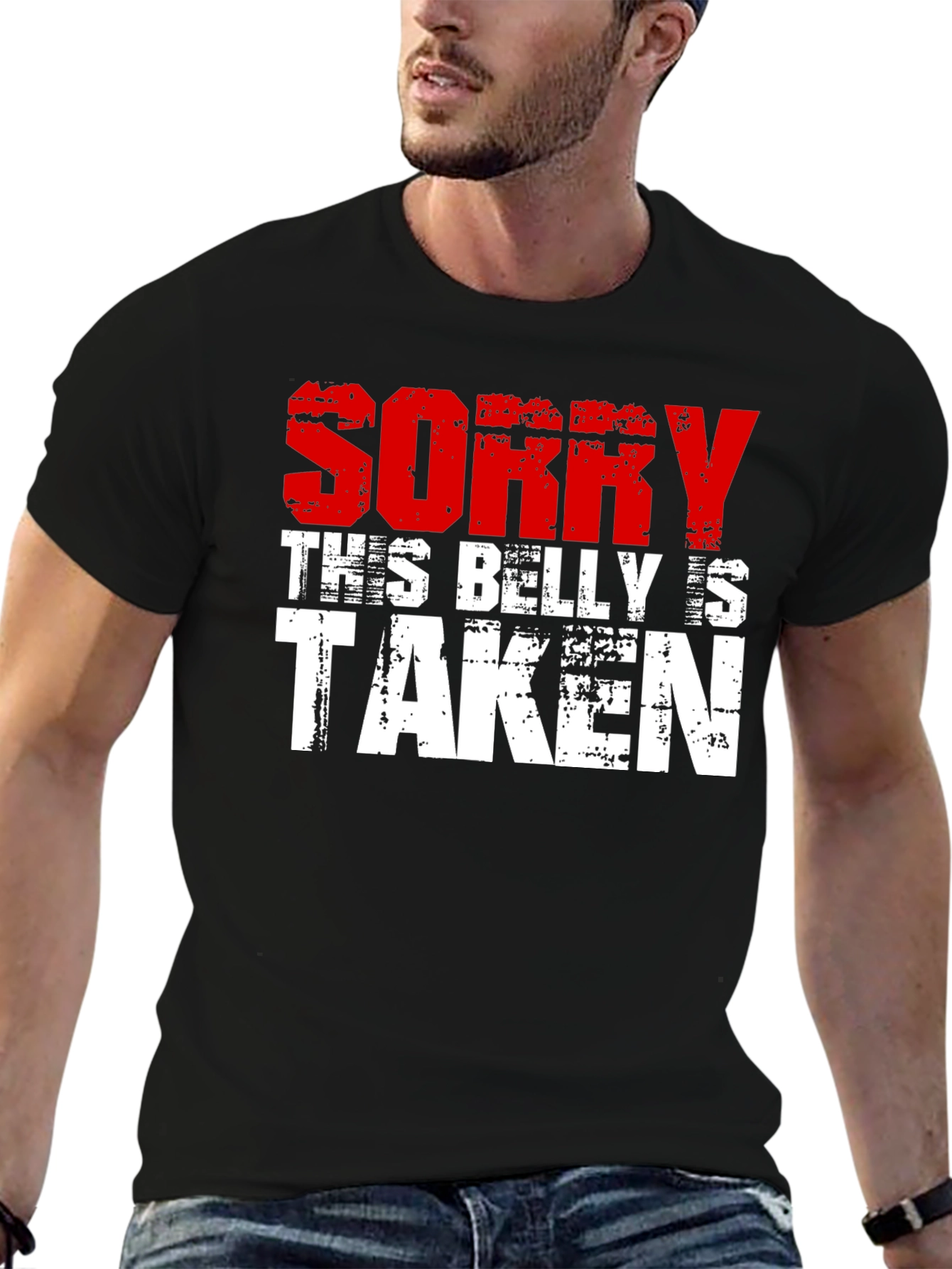 Black Sorry This Belly Is Taken Graphic Tee view 6