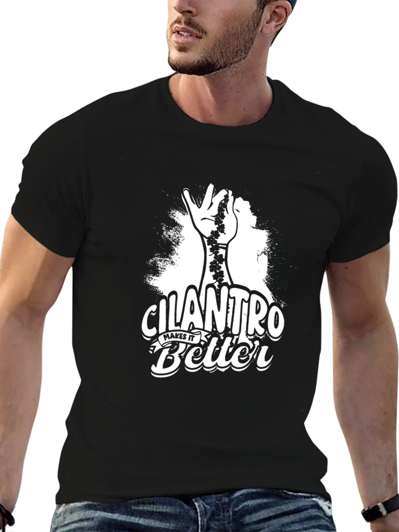 Black Cilantro Makes It Better Graphic T-Shirt view 6