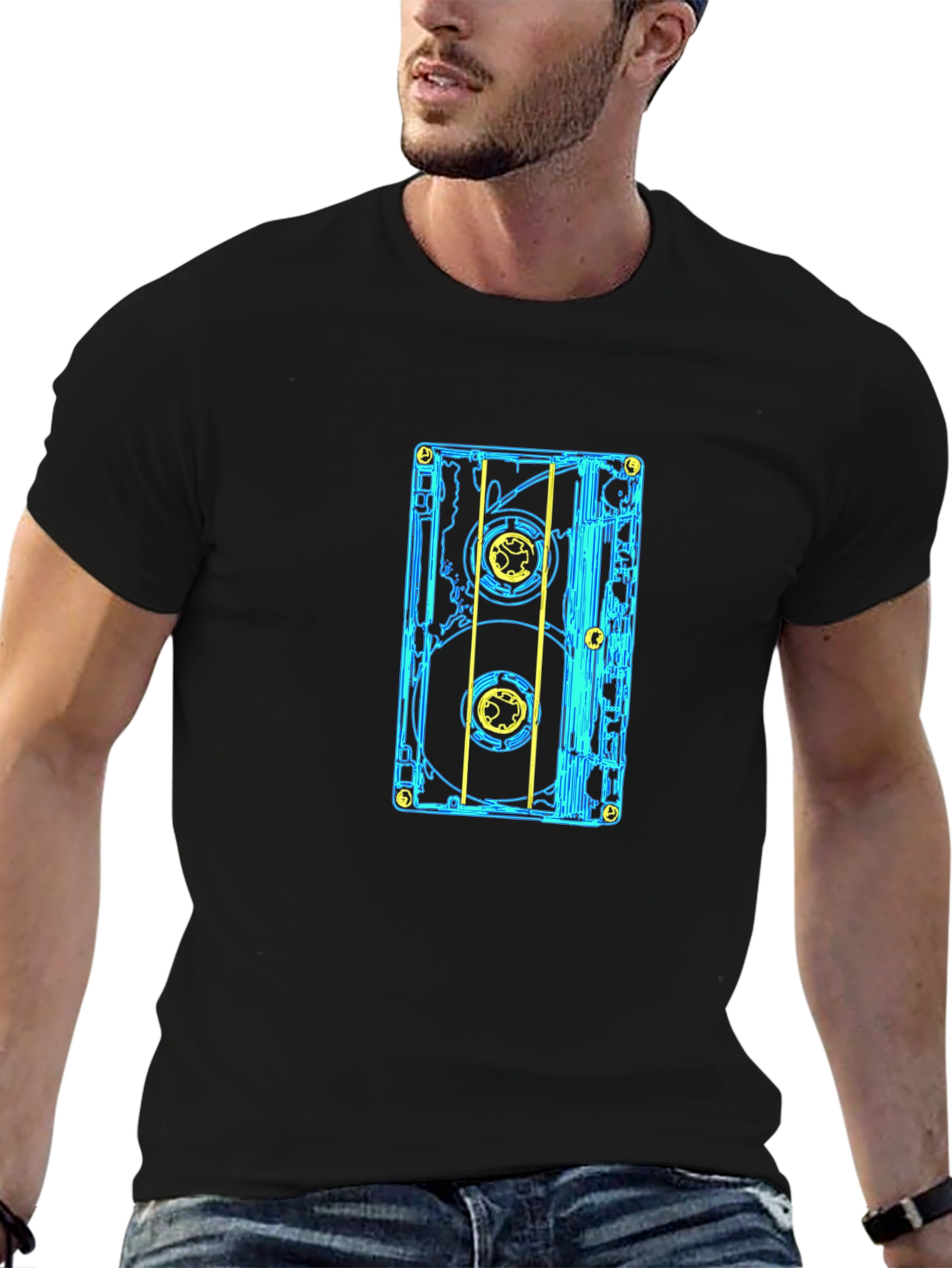 Black Retro Cassette Tape Graphic Tee - Black view 6