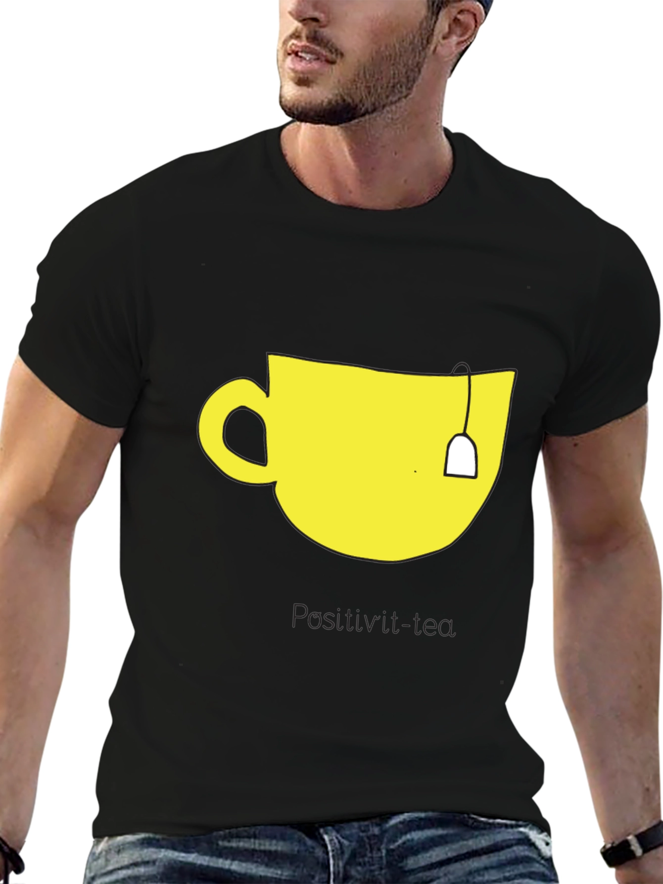 Black Teacup Graphic Tee - Men's Black Cotton T-Shirt view 6