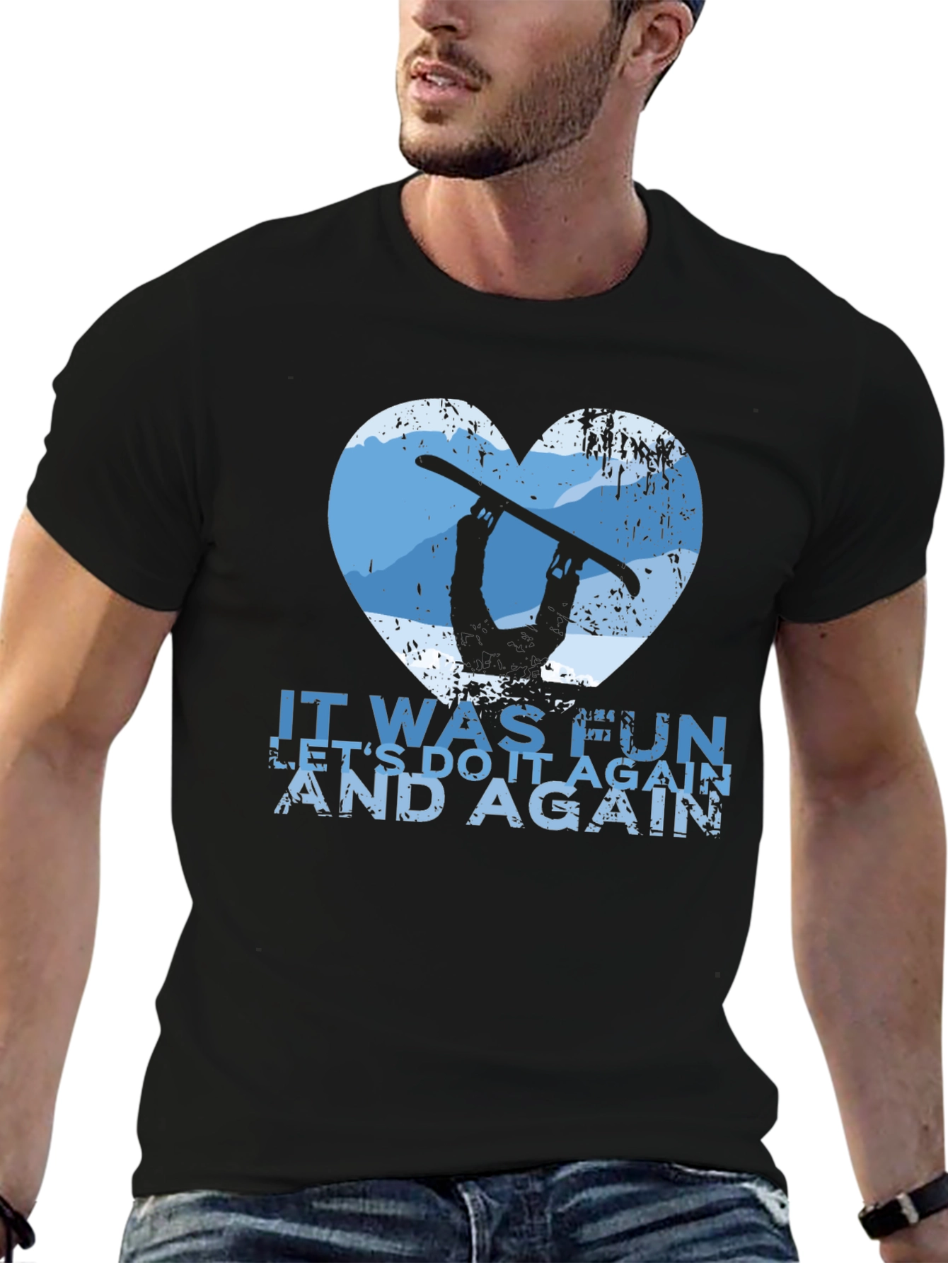 Black Snowboarder Heart Graphic Tee - Let's Do It Again! view 6