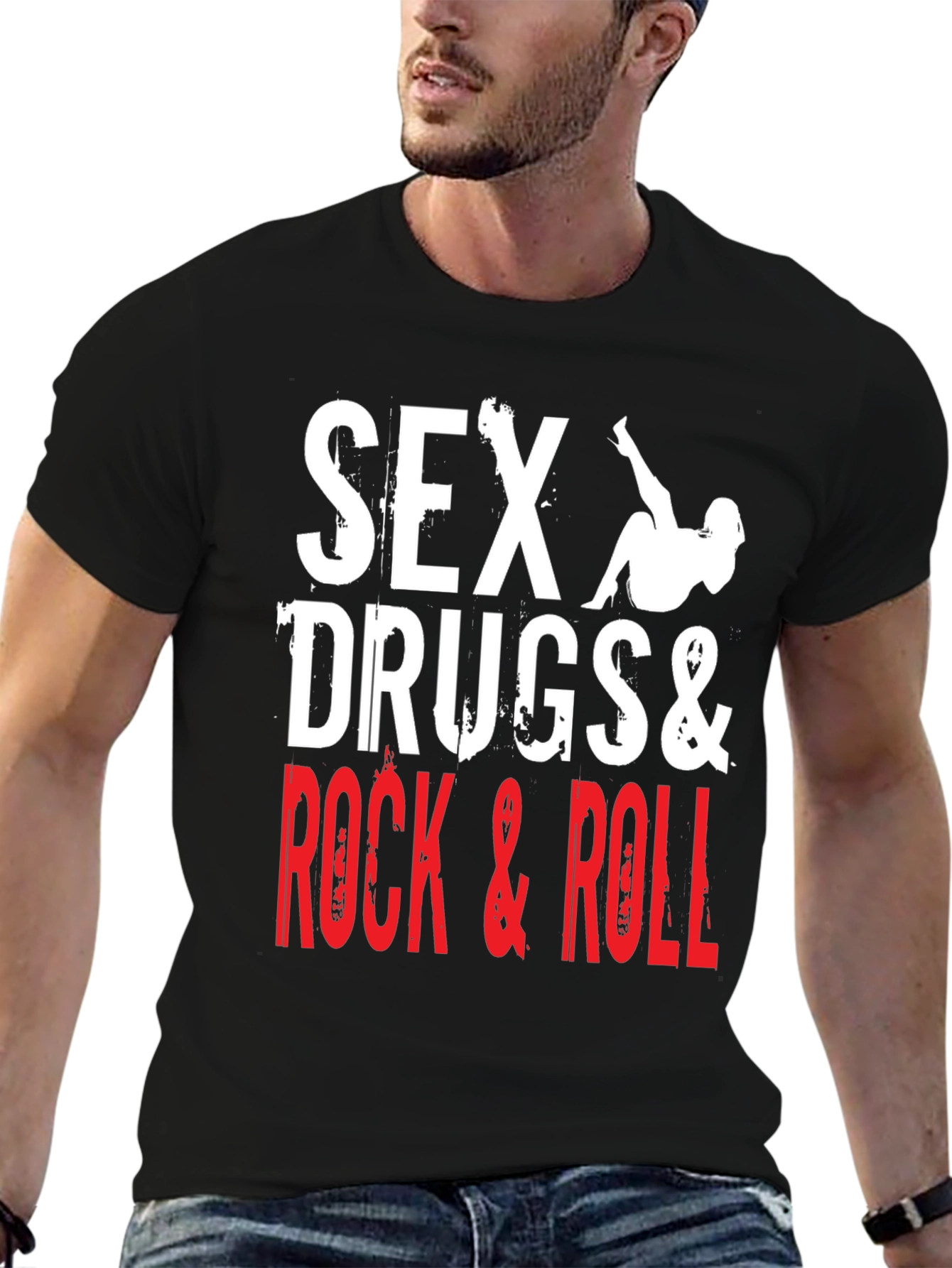 Black Sex, Drugs & Rock and Roll Graphic T-Shirt view 6