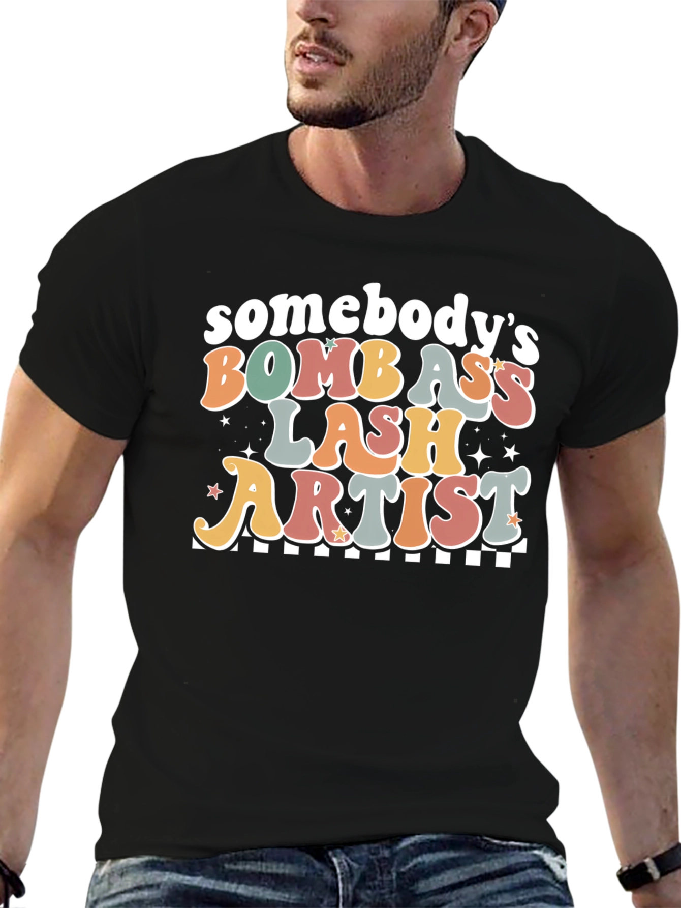 Black Somebody's Bomb Ass Lash Artist Graphic Tee view 6