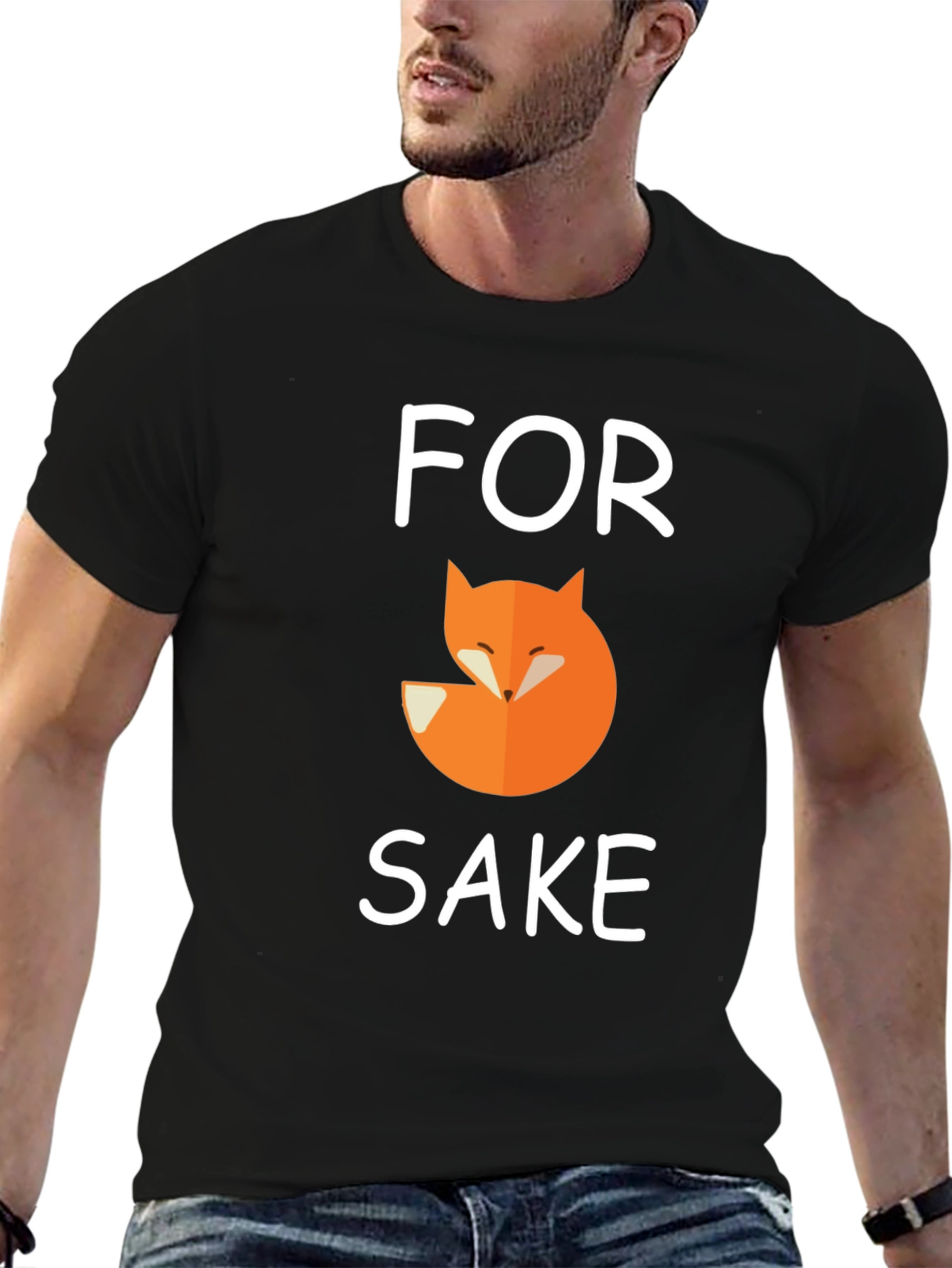 Black For Fox Sake T-Shirt Funny Graphic Tee view 6