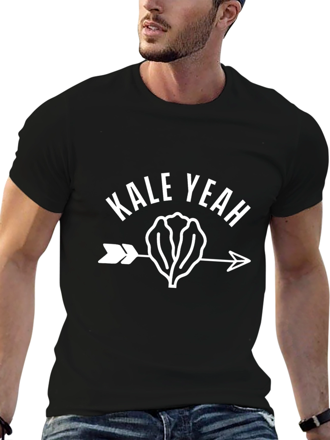 Black Kale Yeah Arrow Graphic Tee - Unisex Black T-Shirt view 6