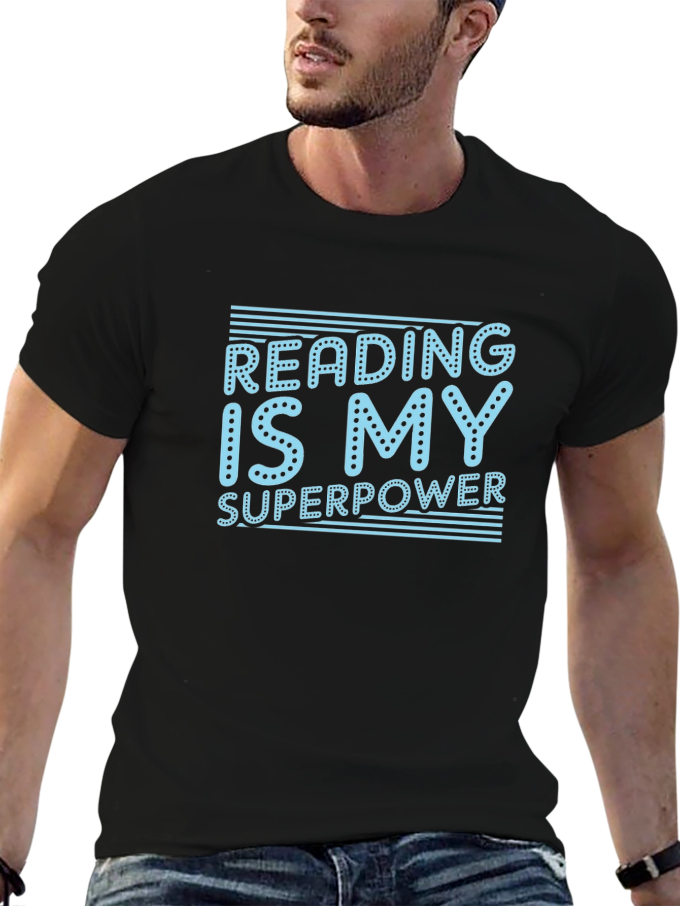 Black Reading Is My Superpower T-Shirt - Black view 6