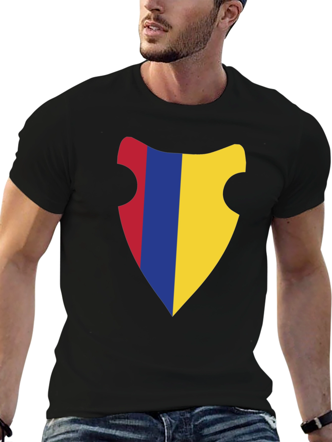 Black Stylish Shield Graphic Black T-Shirt view 6