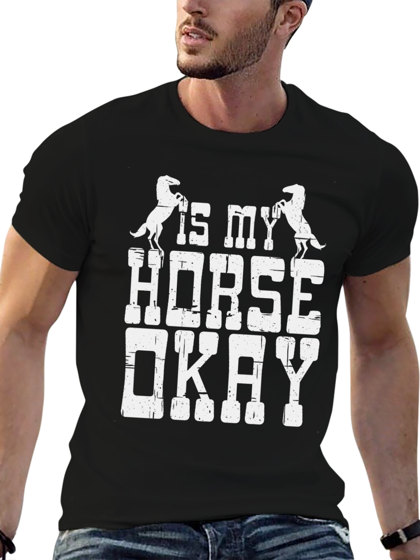 Black Is My Horse Okay T-Shirt - Equestrian Humor Tee view 6