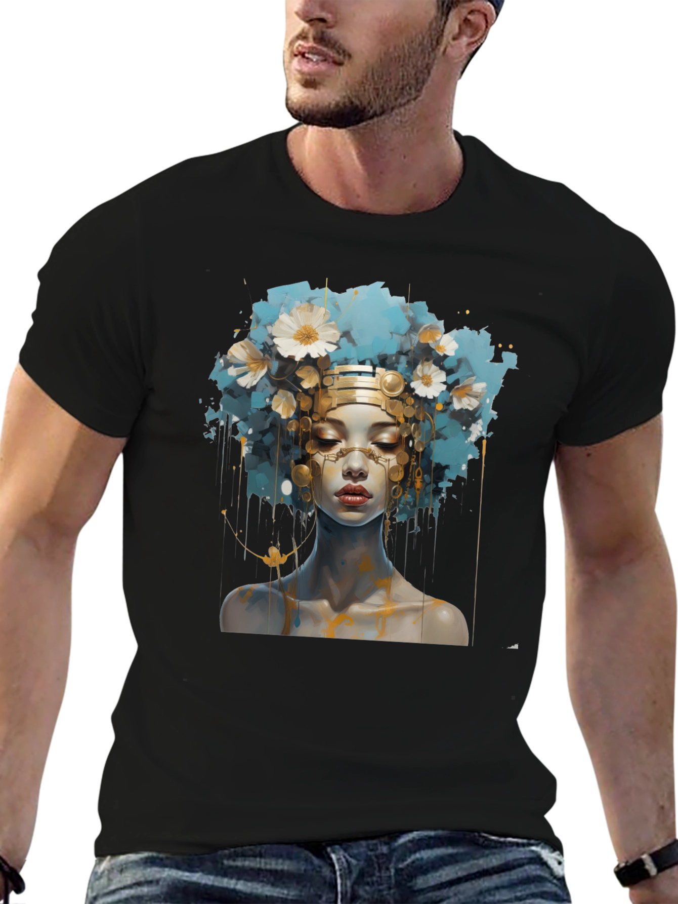 Black Artistic Woman Graphic Black Tee view 6