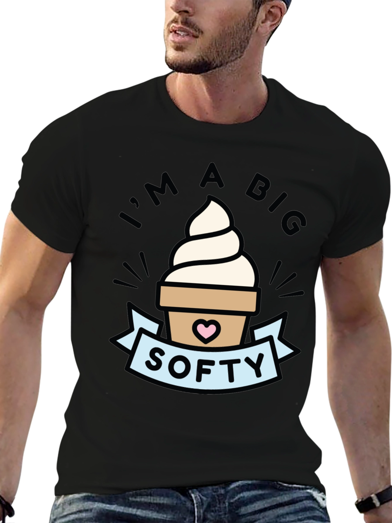 Black I'm a Big Softy Graphic Tee view 6
