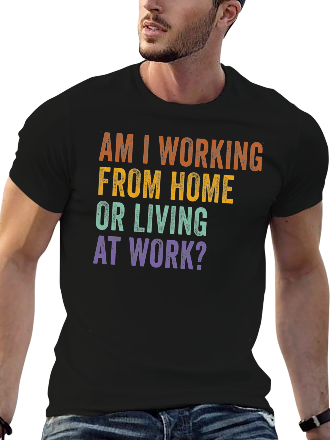 Black Working From Home T-Shirt view 6