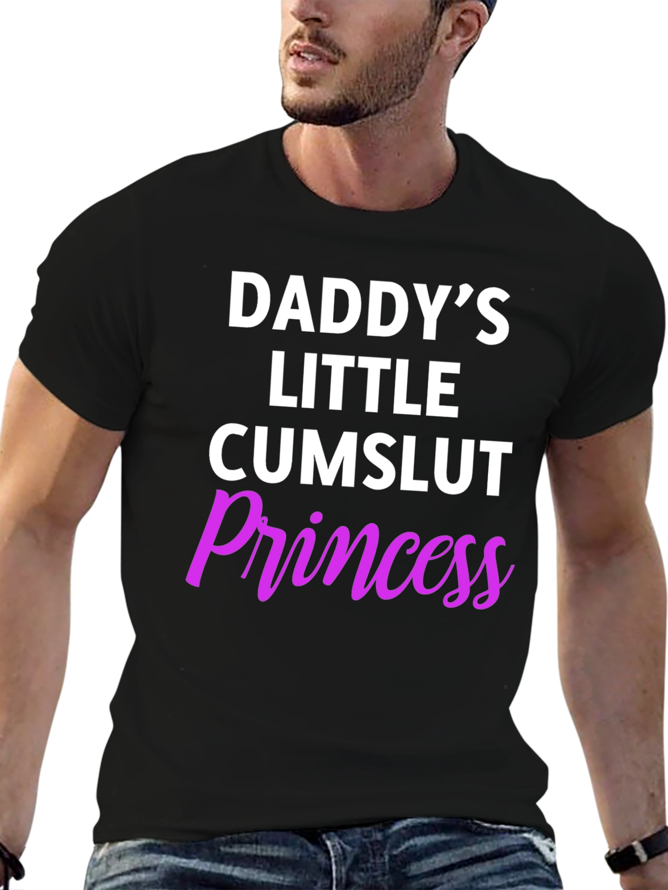 Black Daddy's Little Princess Funny T-Shirt view 6