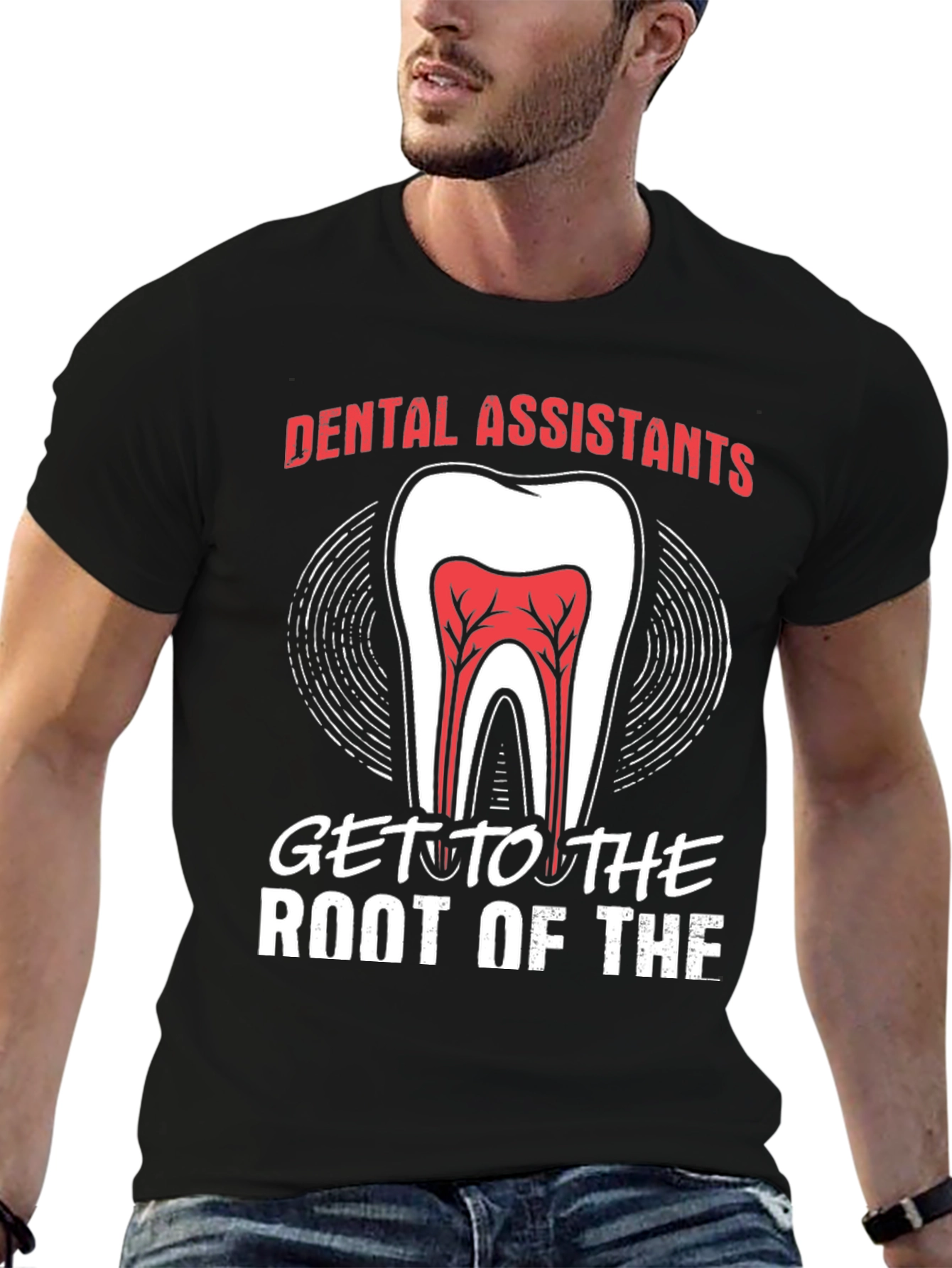 Black Dental Assistant "Root Of The" T-Shirt view 6