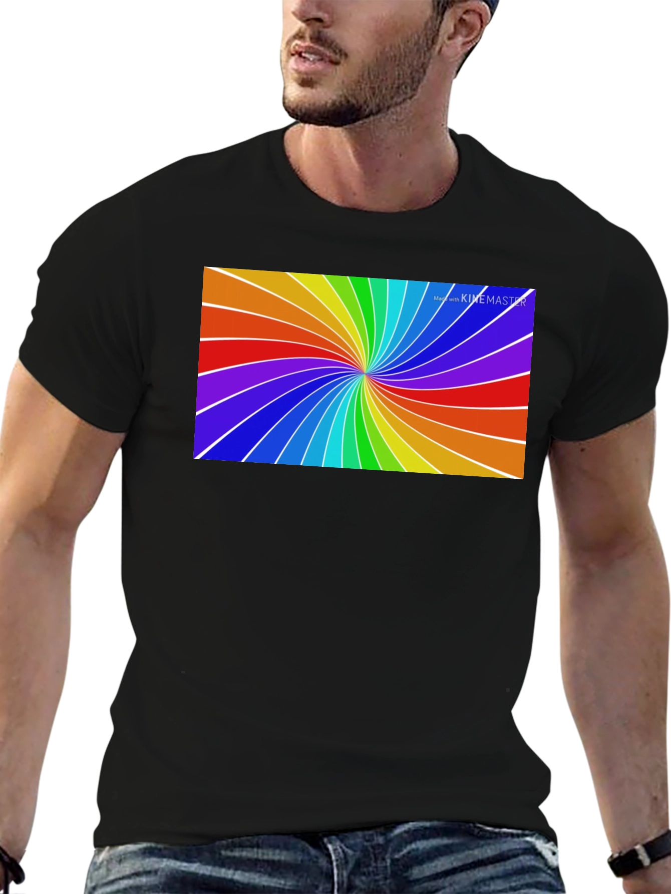 Black Rainbow Swirl Tee - Vivid Graphic Print view 6