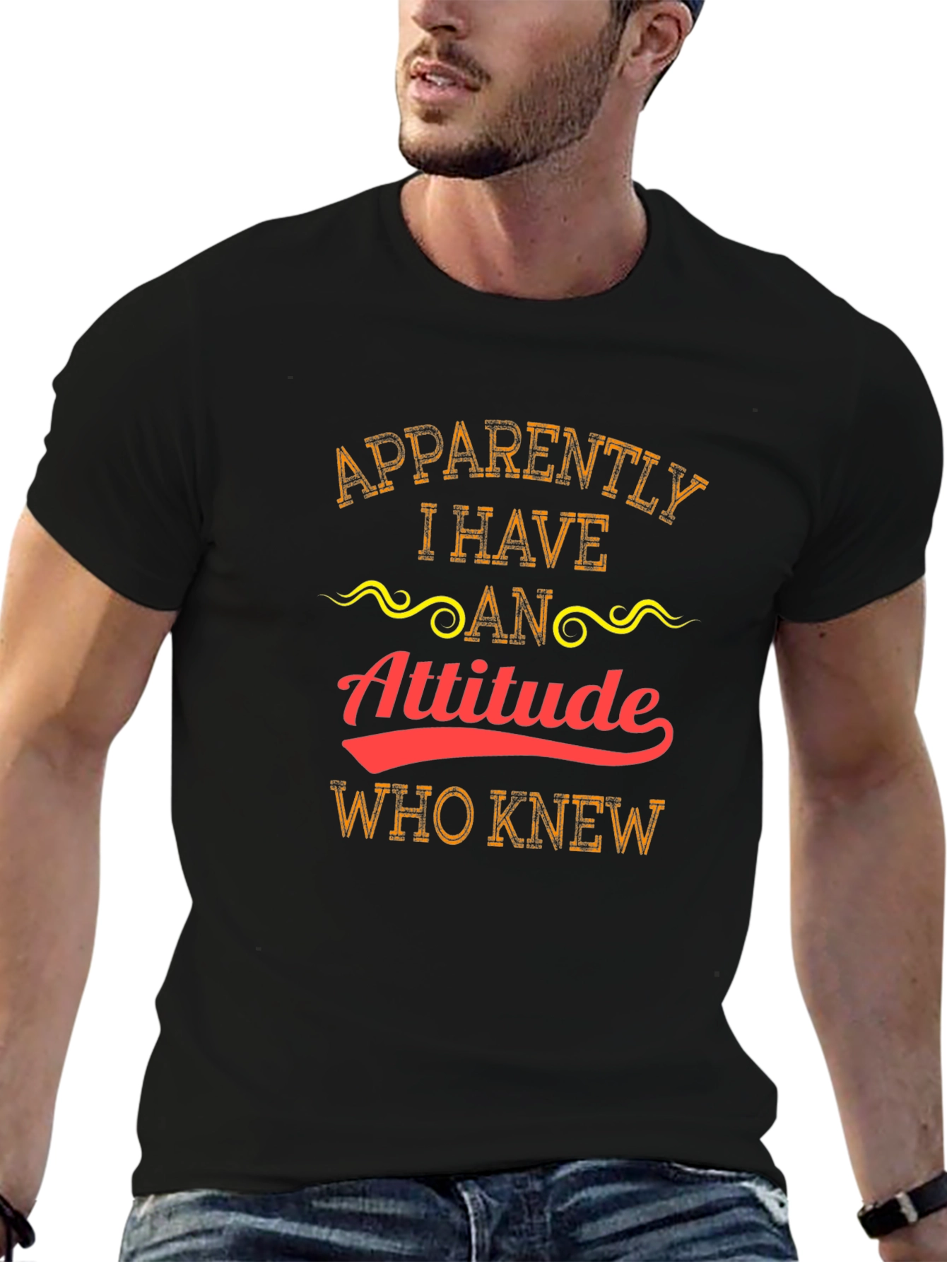 Black Attitude T-Shirt - Funny Graphic Tee view 6