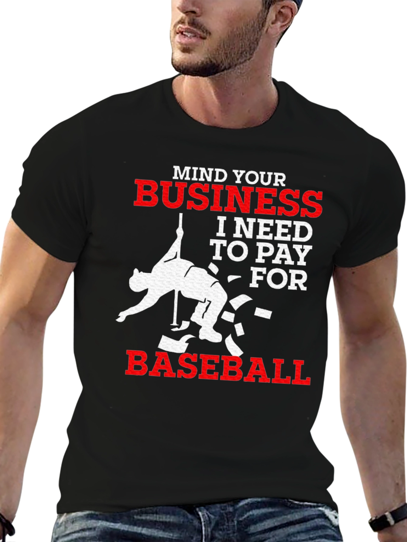 Black Mind Your Business Baseball T-Shirt view 6