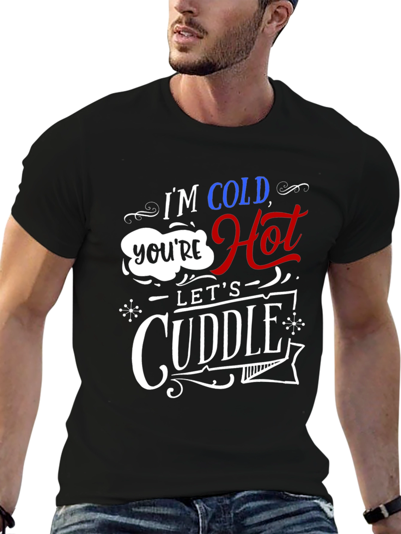Black I'm Cold You're Hot Let's Cuddle Graphic Tee view 6