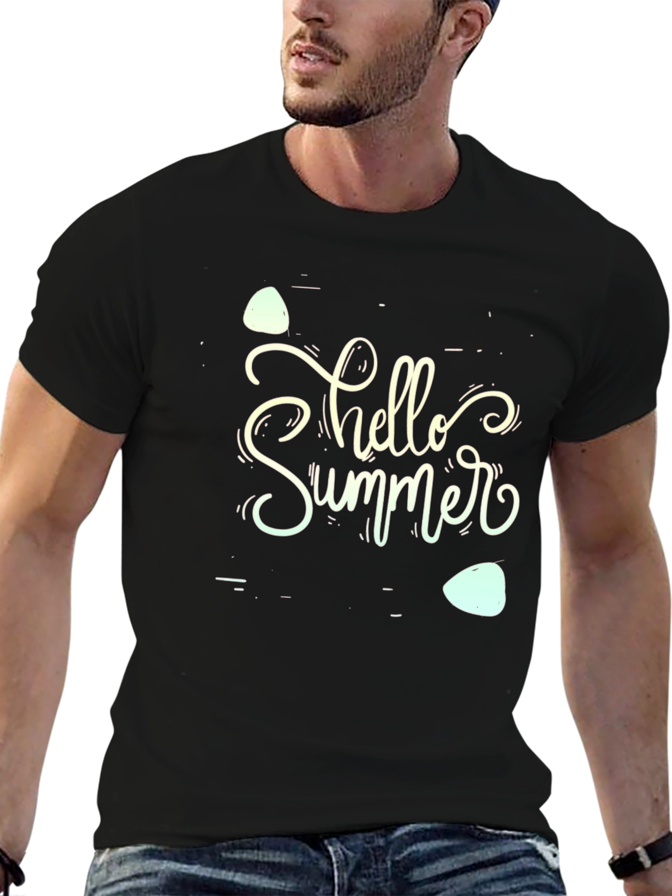 Black Hello Summer Black T-Shirt view 6