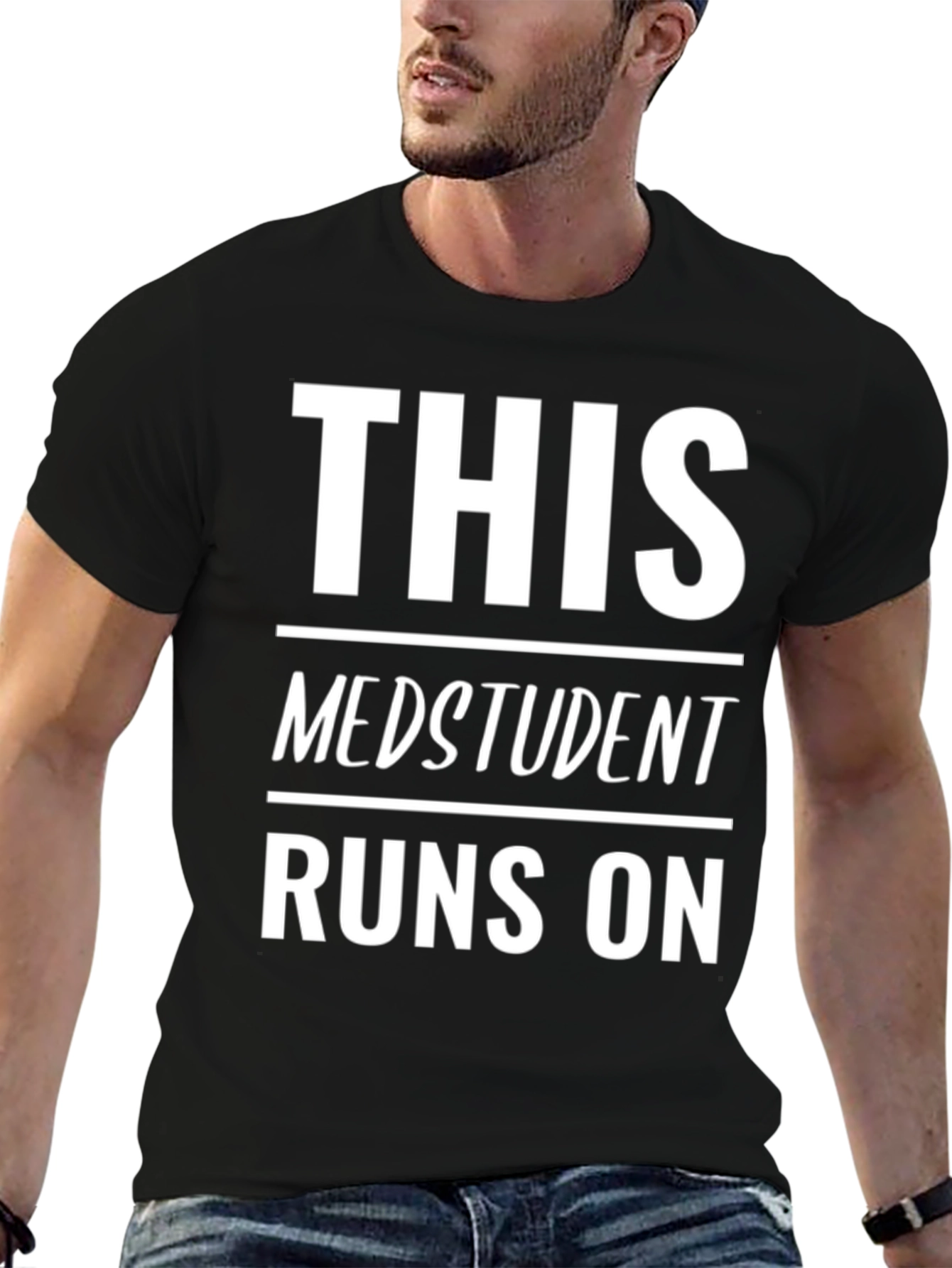 Black Med Student Runs On T-Shirt - Black view 6