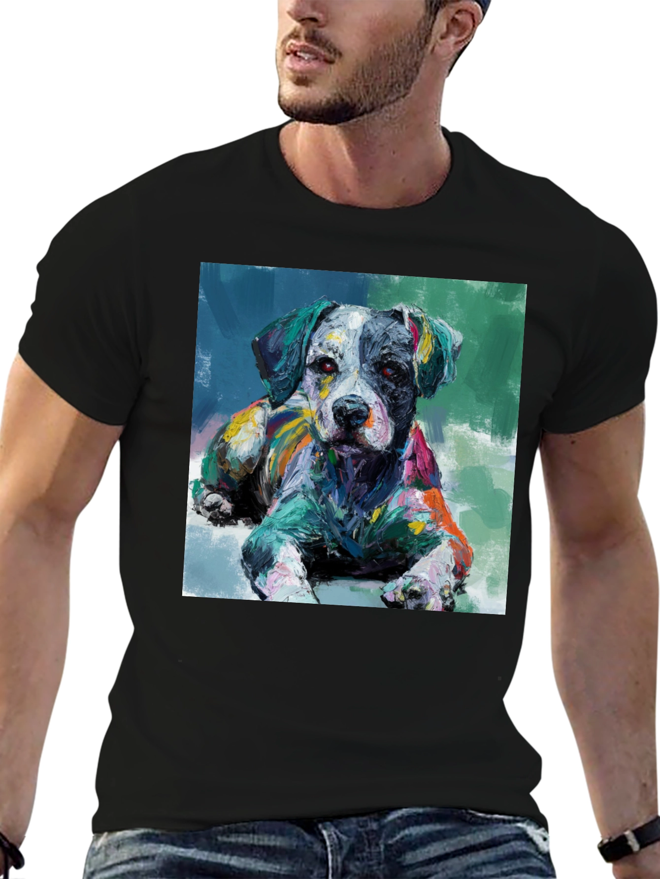Black Dog Painting Black T-Shirt view 6