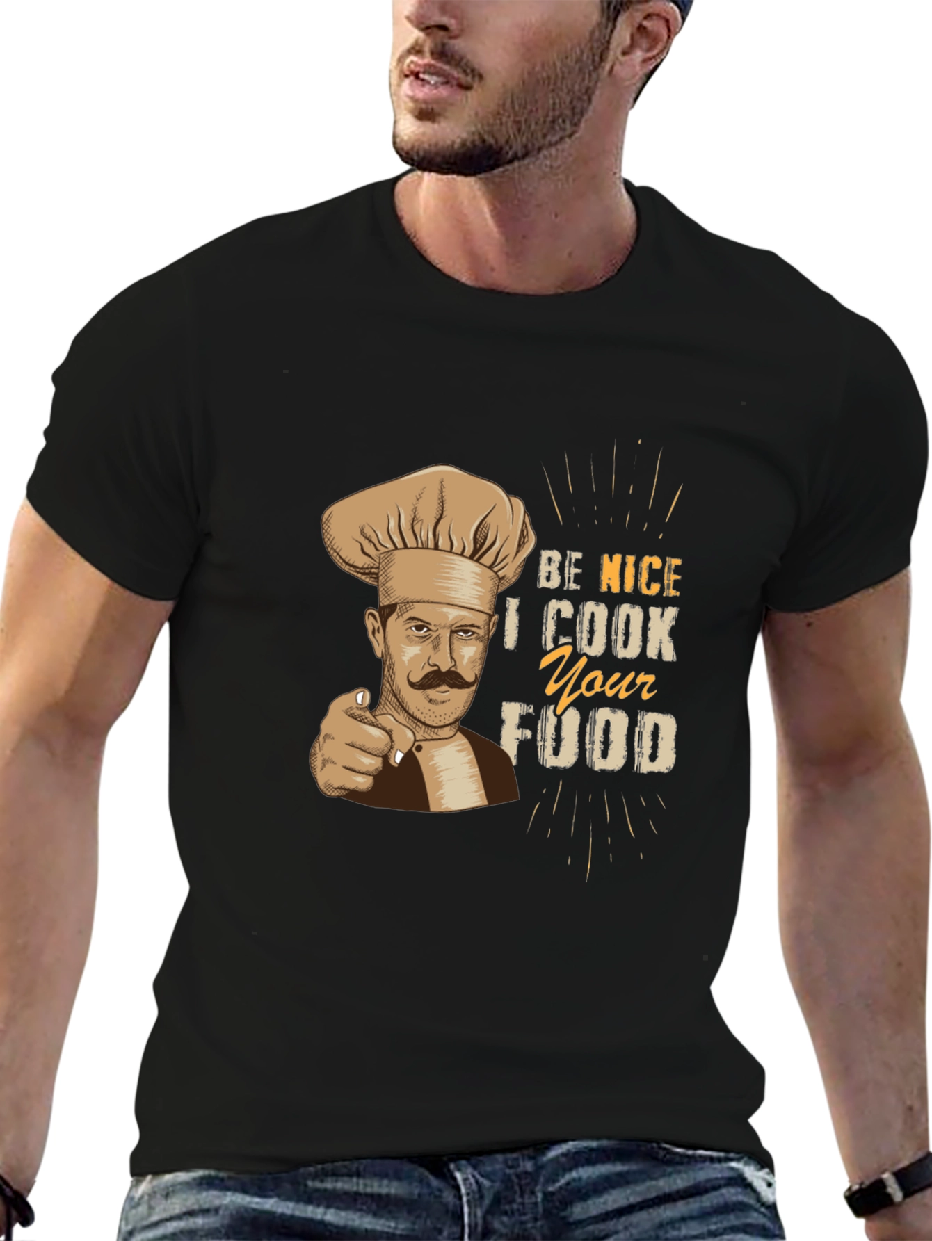 Black Be Nice I Cook Your Food Graphic Tee view 6