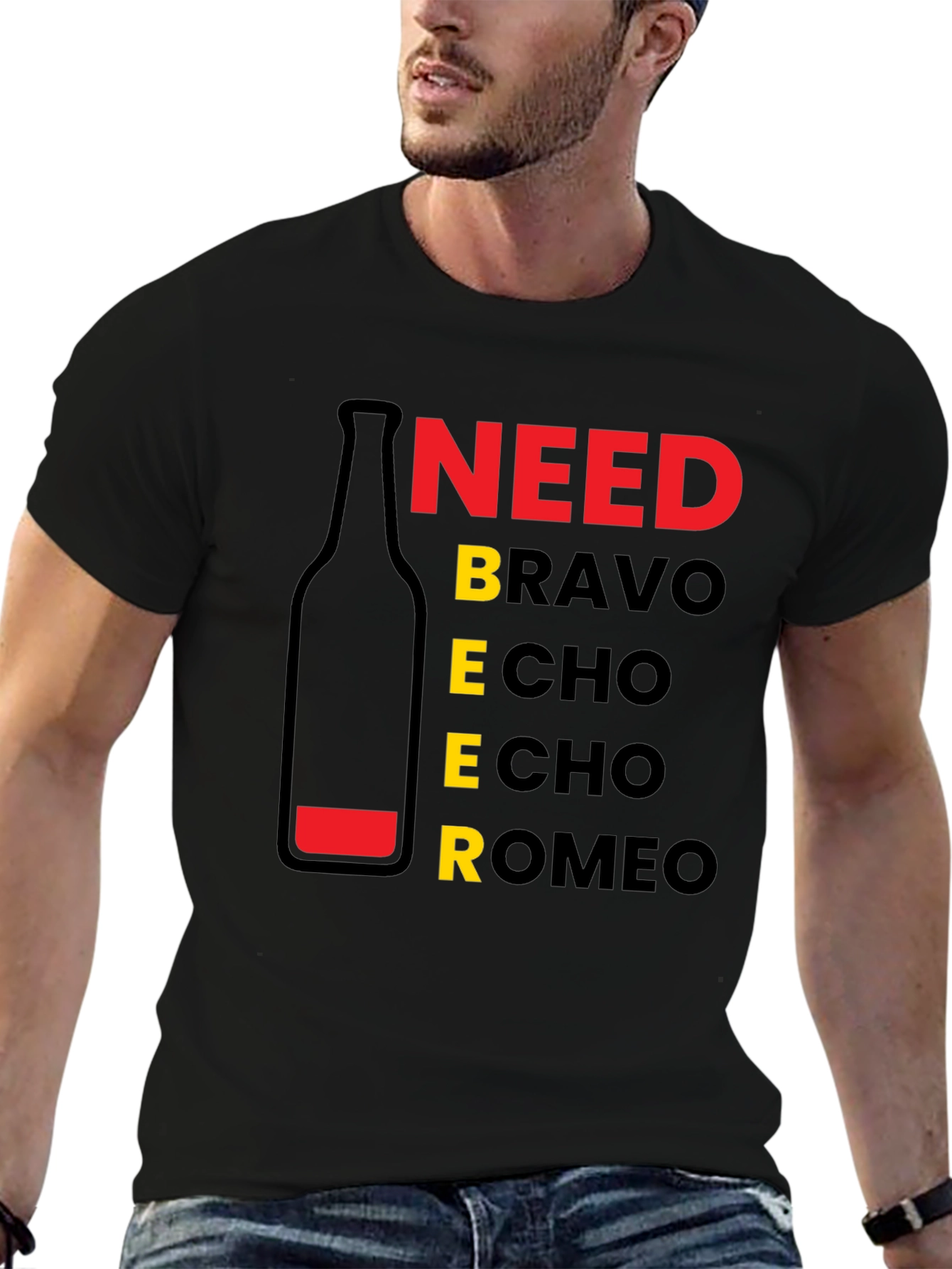 Black Need Beer T-Shirt - Funny Graphic Tee view 6
