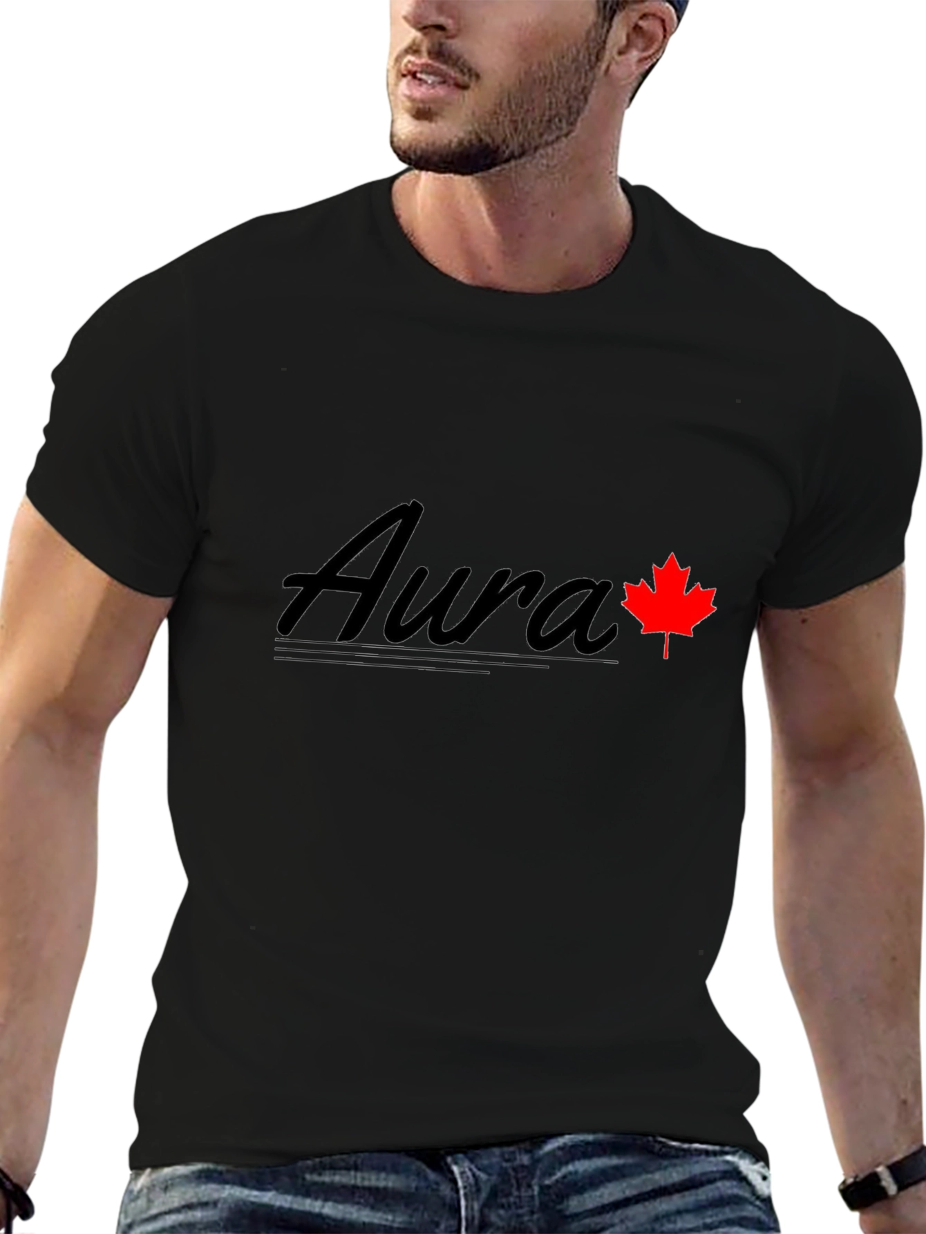 Black Aura Maple Leaf Graphic Tee - Black view 6