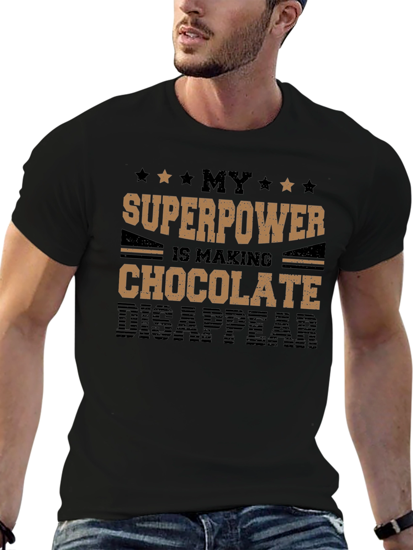 Black Chocolate Disappearing Superpower T-Shirt view 6