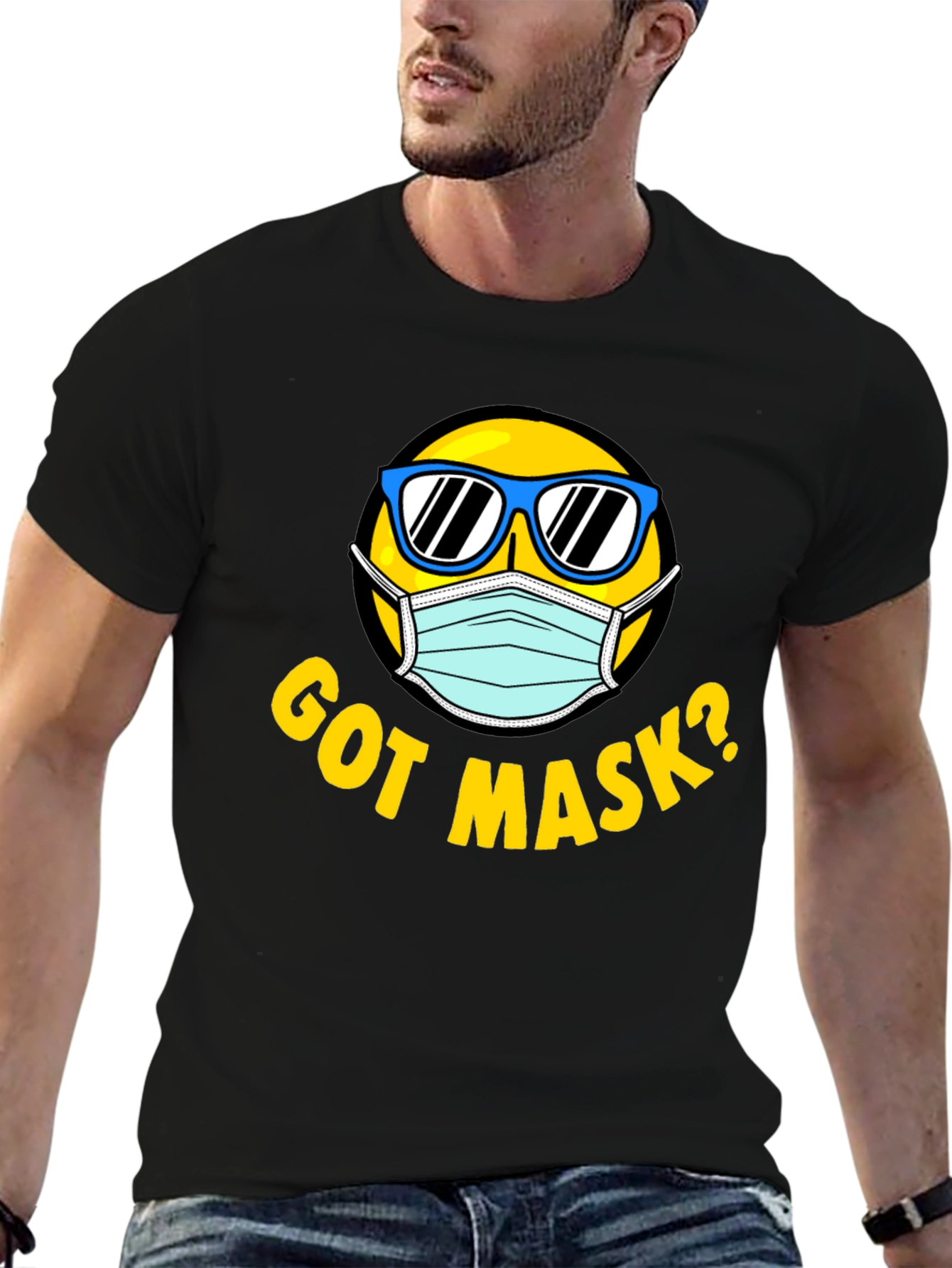 Black Got Mask? Graphic T-Shirt view 6