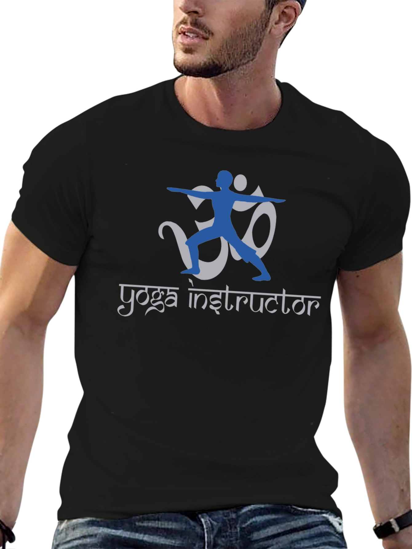 Black Yoga Instructor Graphic Tee - Relaxed Fit Black T-Shirt view 6