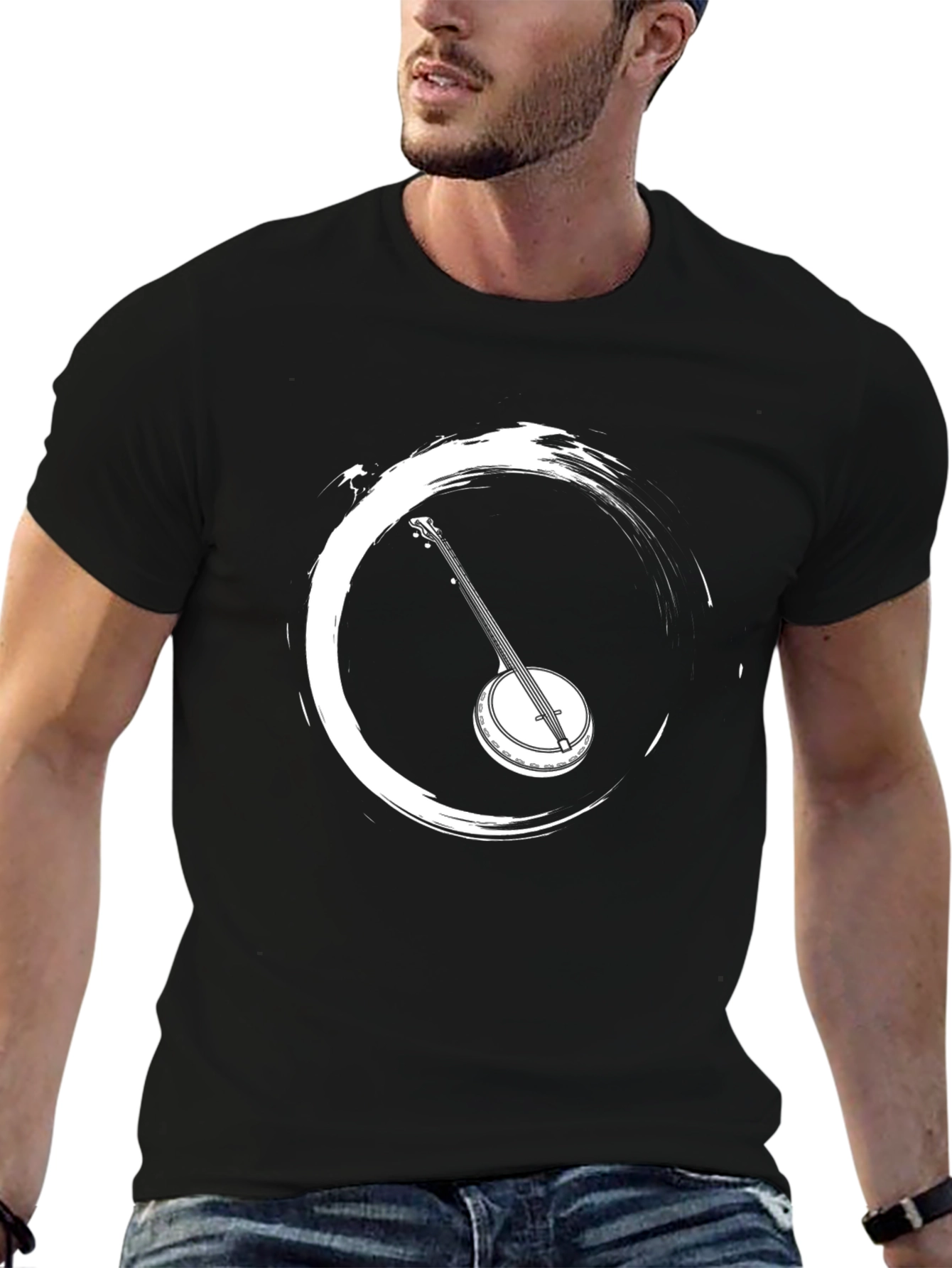 Black Banjo Graphic T-Shirt - Musician Tee view 6
