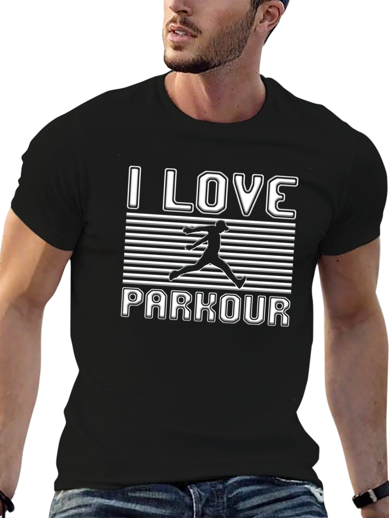 Black I Love Parkour Black T-Shirt - Athletic Streetwear view 6