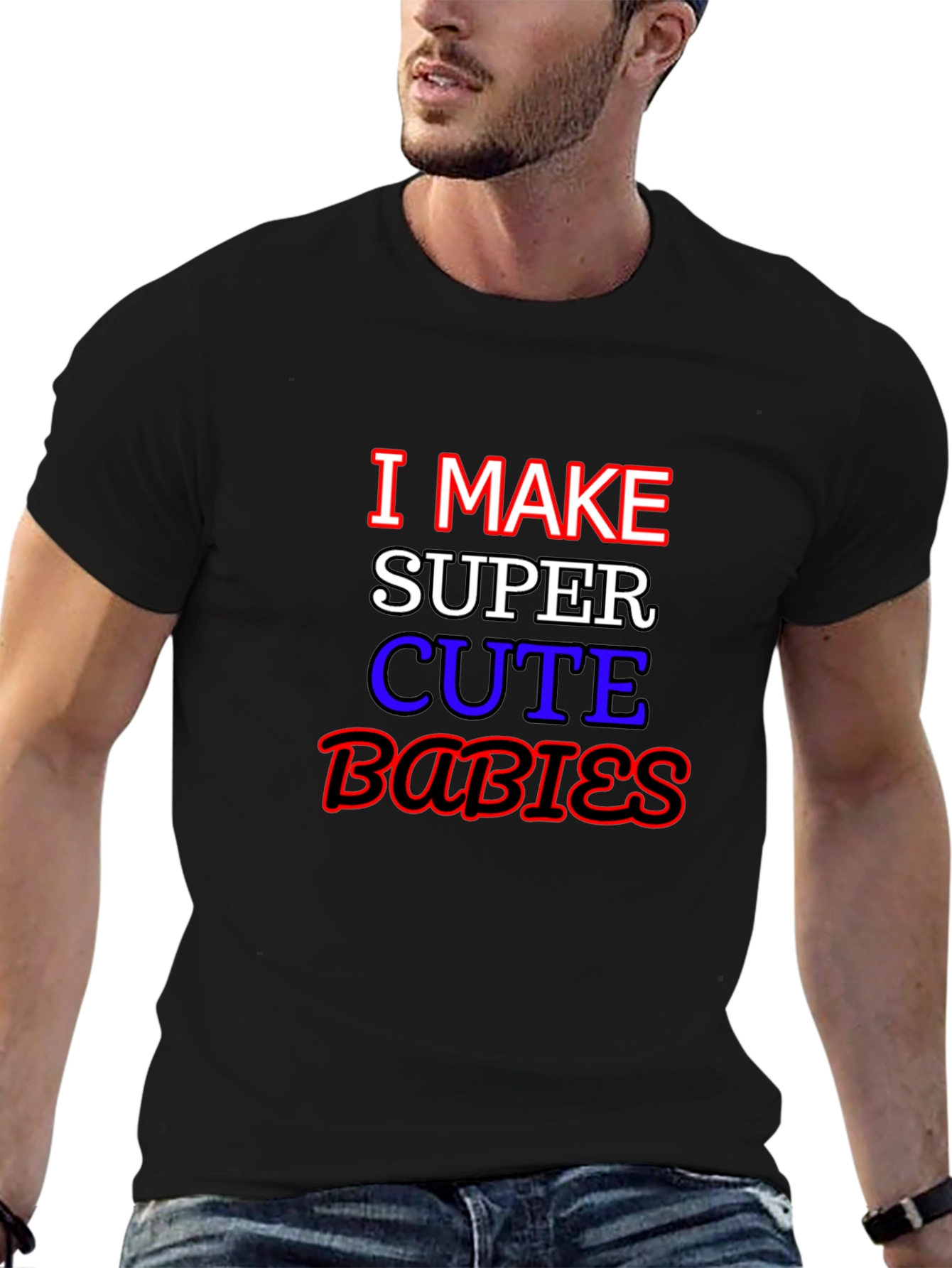 Black I Make Super Cute Babies Graphic T-Shirt view 6