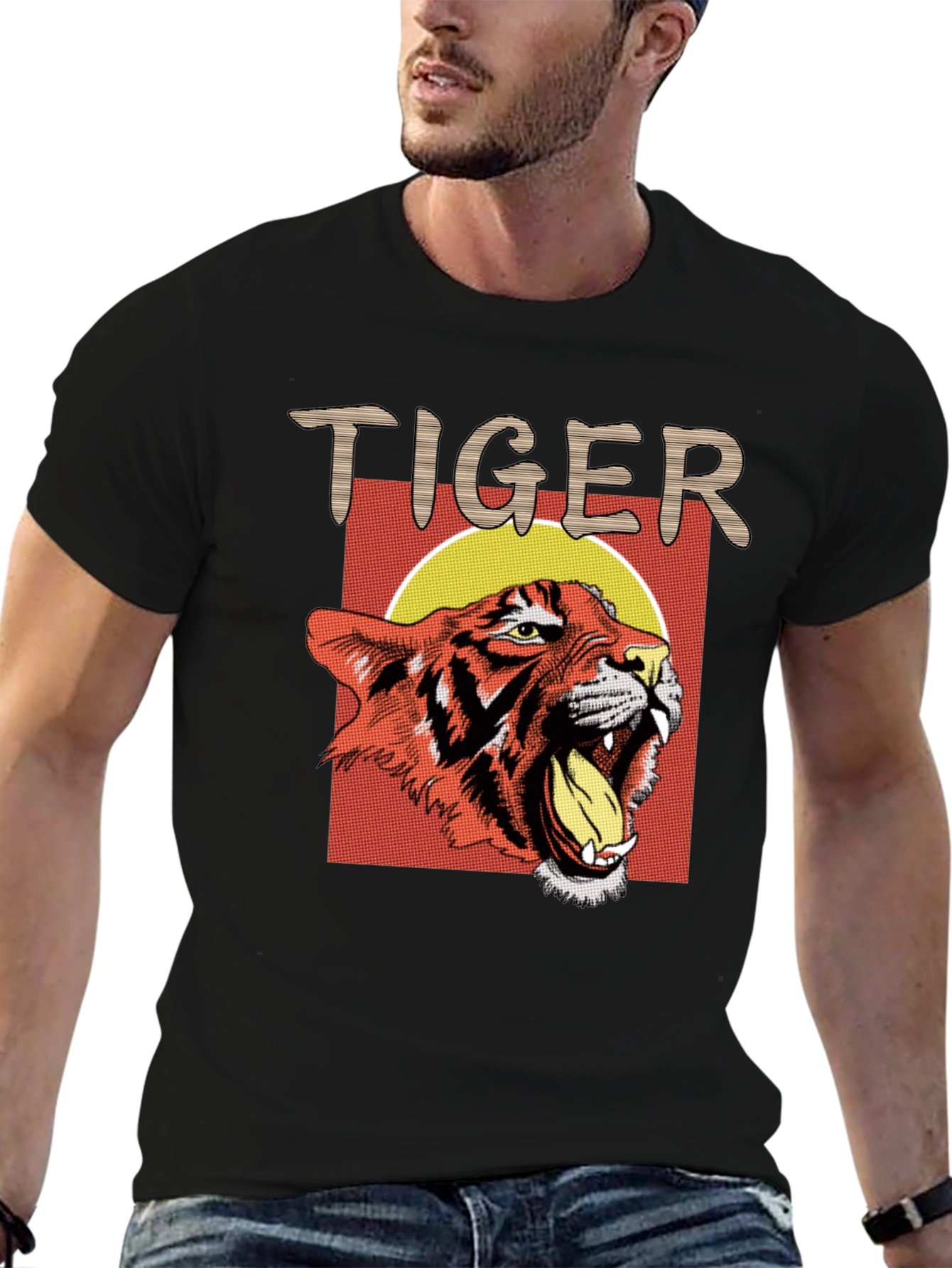 Black Tiger Graphic Tee - Bold Animal Print T-Shirt view 6