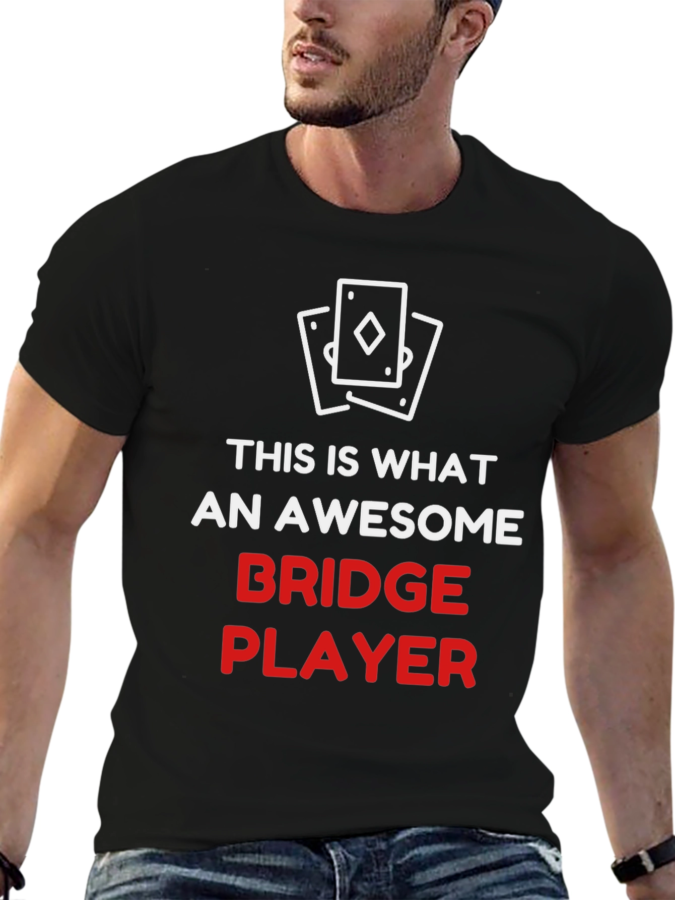 Black Awesome Bridge Player T-Shirt view 6