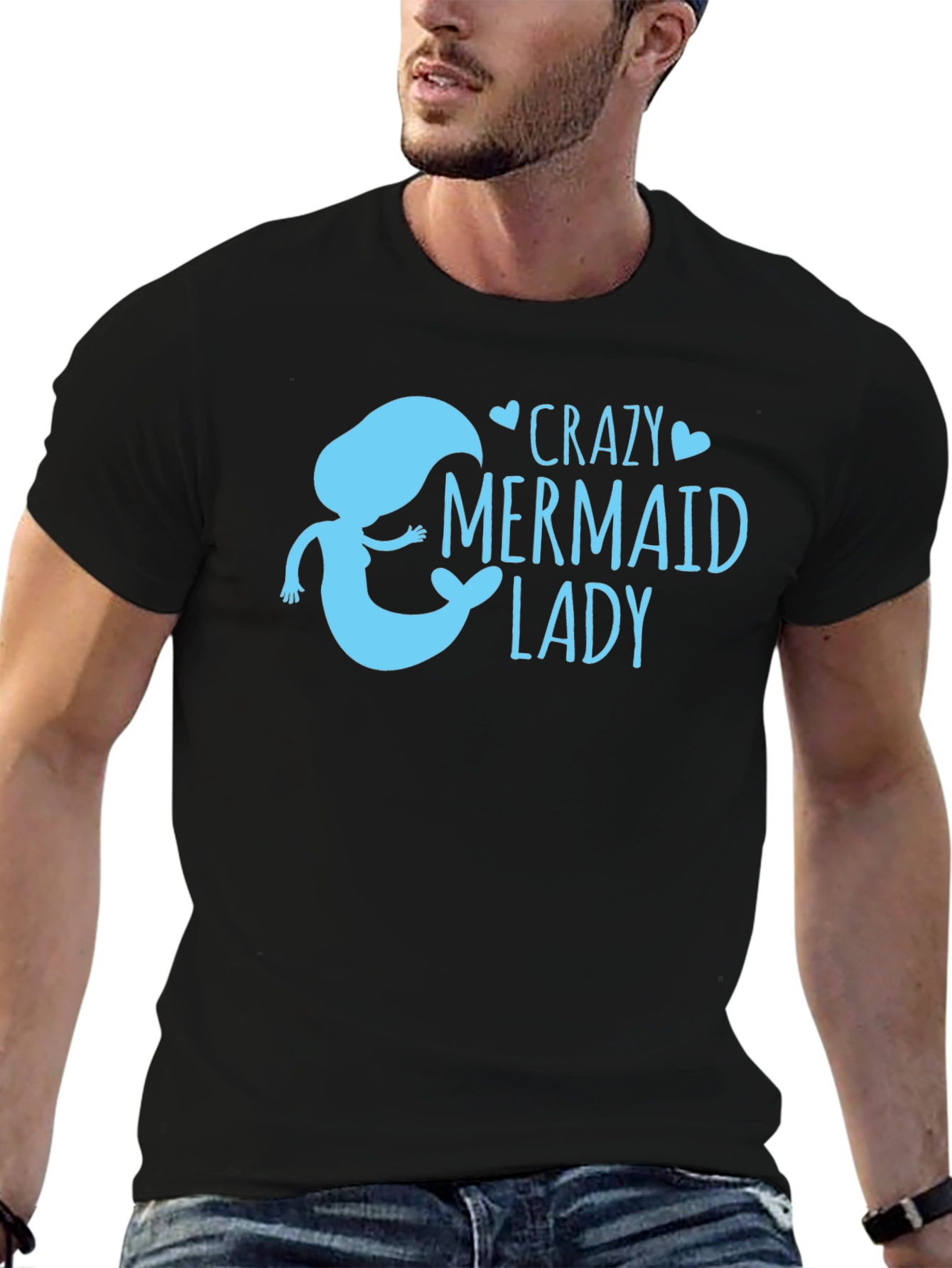 Black Crazy Mermaid Lady T-Shirt view 6