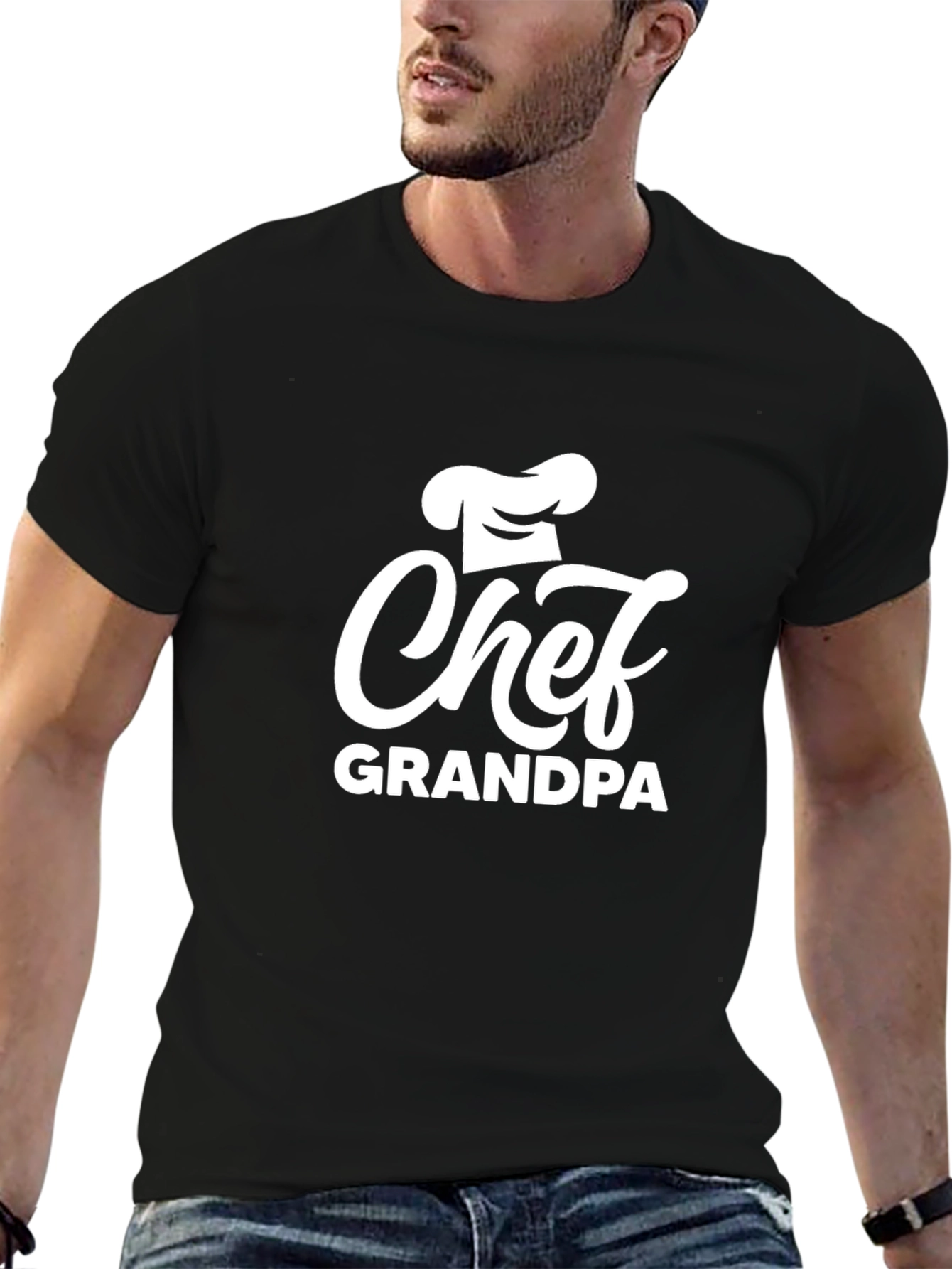 Black Chef Grandpa T-Shirt - Black Cotton Blend view 6